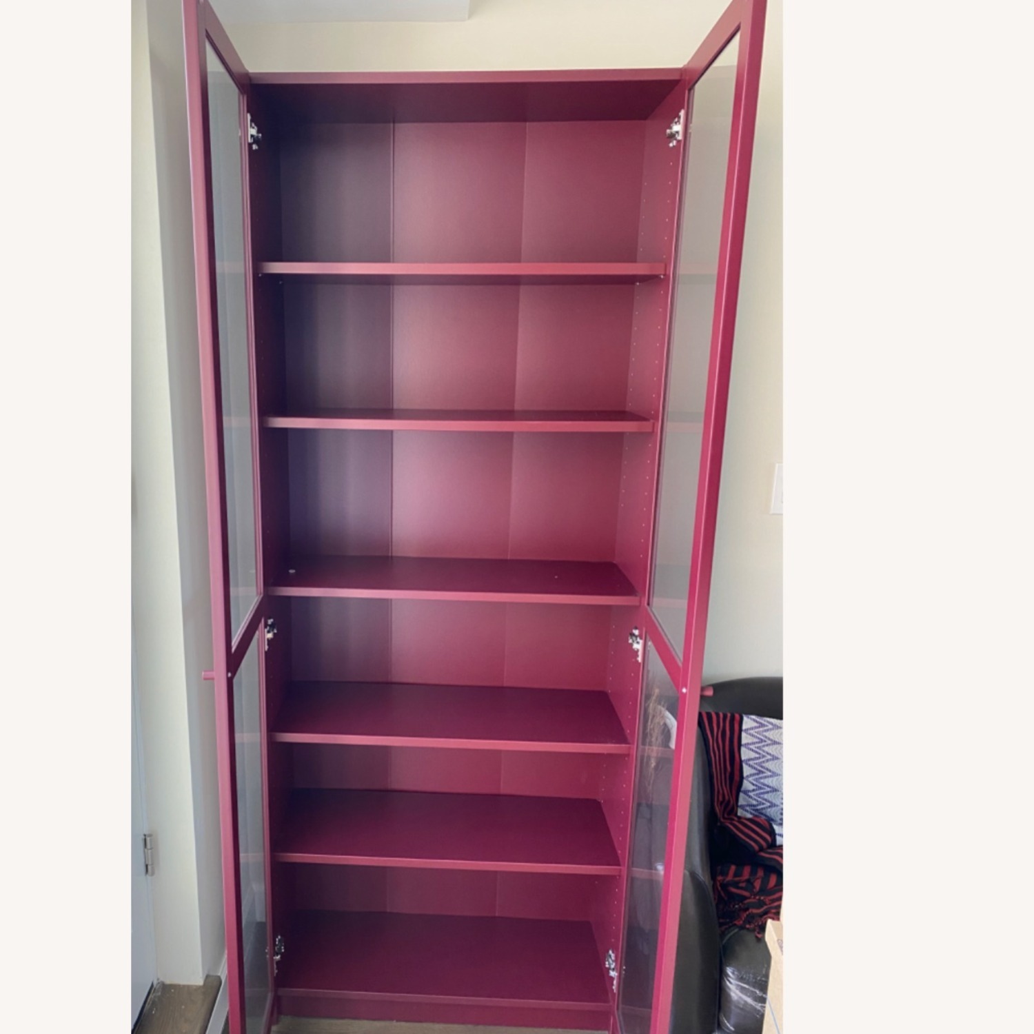Billy Bookcases Red with Glass Doors - image-3