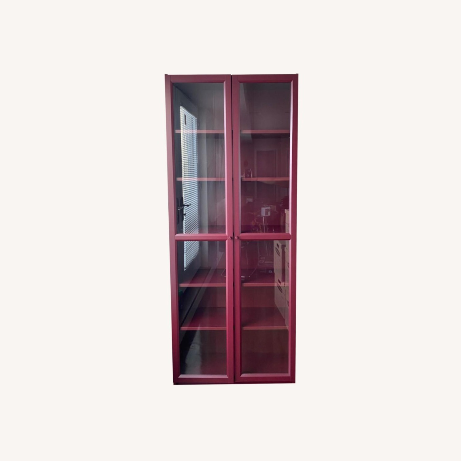 Billy Bookcases Red with Glass Doors - image-1