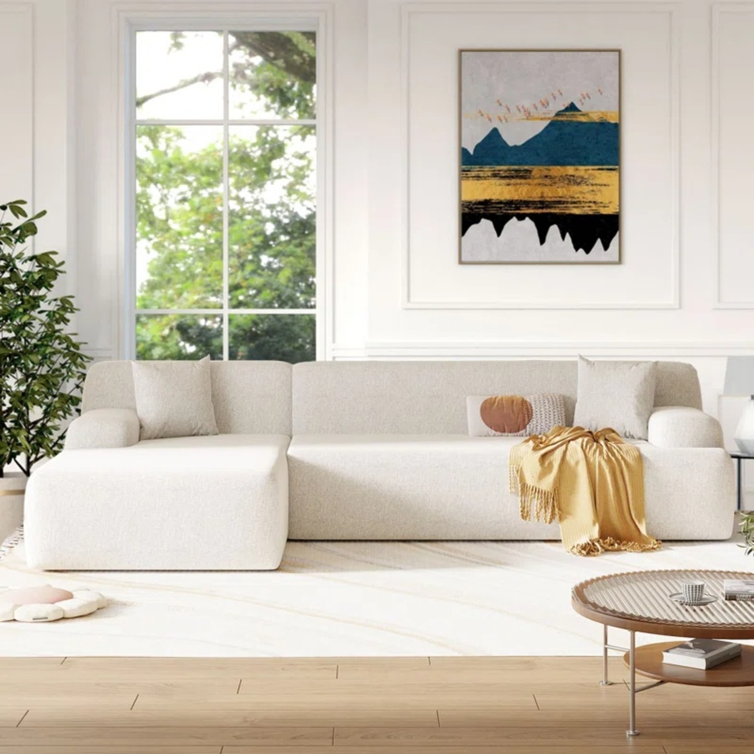 Wayfair Beige Chenille Sectional - image-0