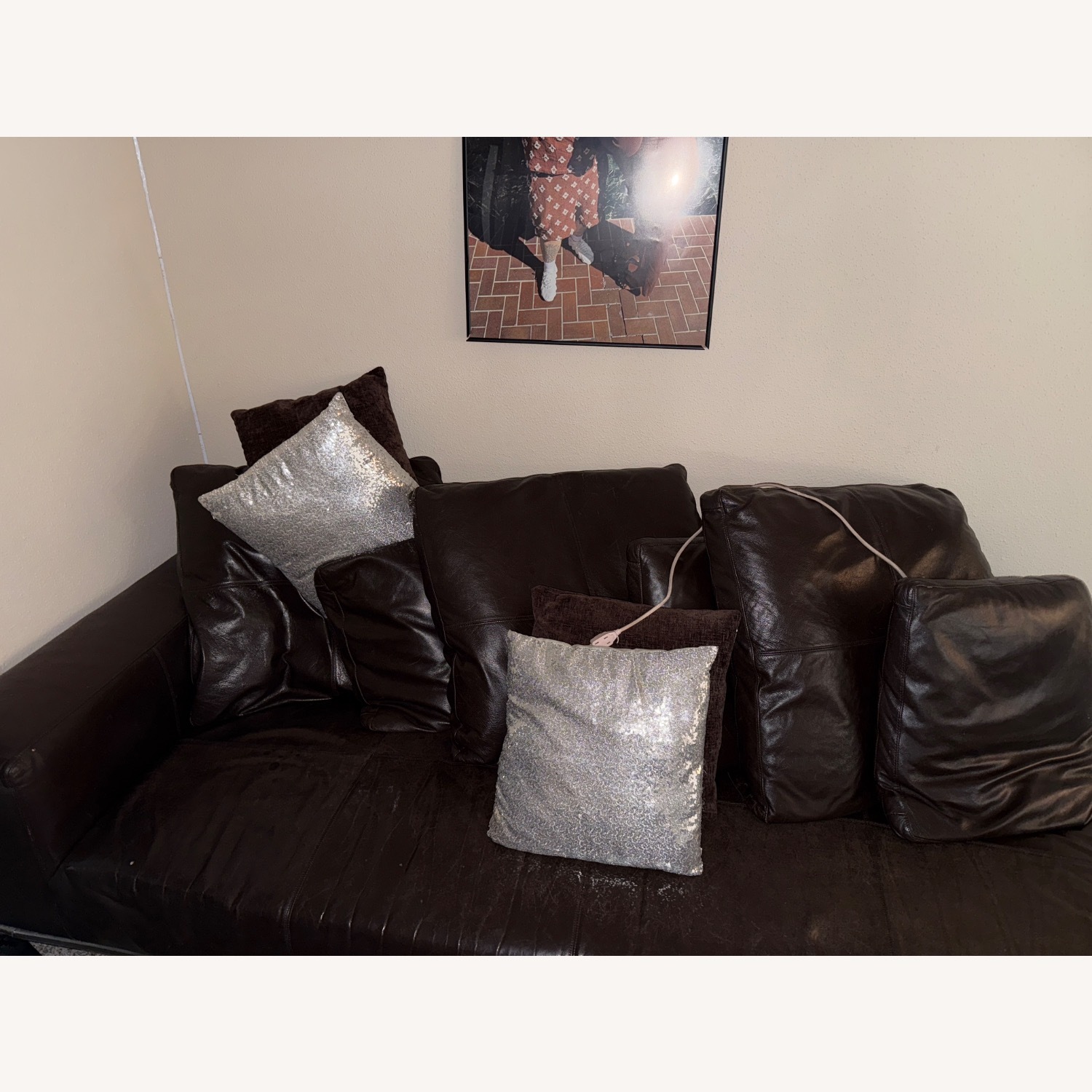 Leather Couch Decent Material  - image-1