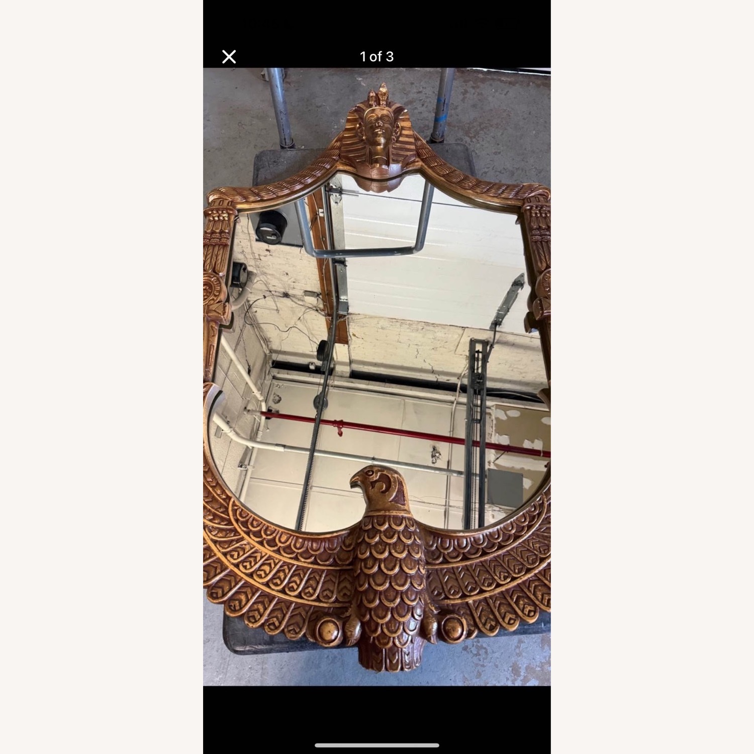 Antique 1 of 1 Carved Wooden Eagle Sphinx Mirror  - image-1