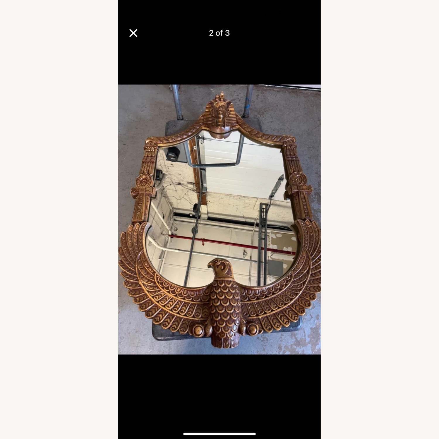 Antique 1 of 1 Carved Wooden Eagle Sphinx Mirror  - image-2