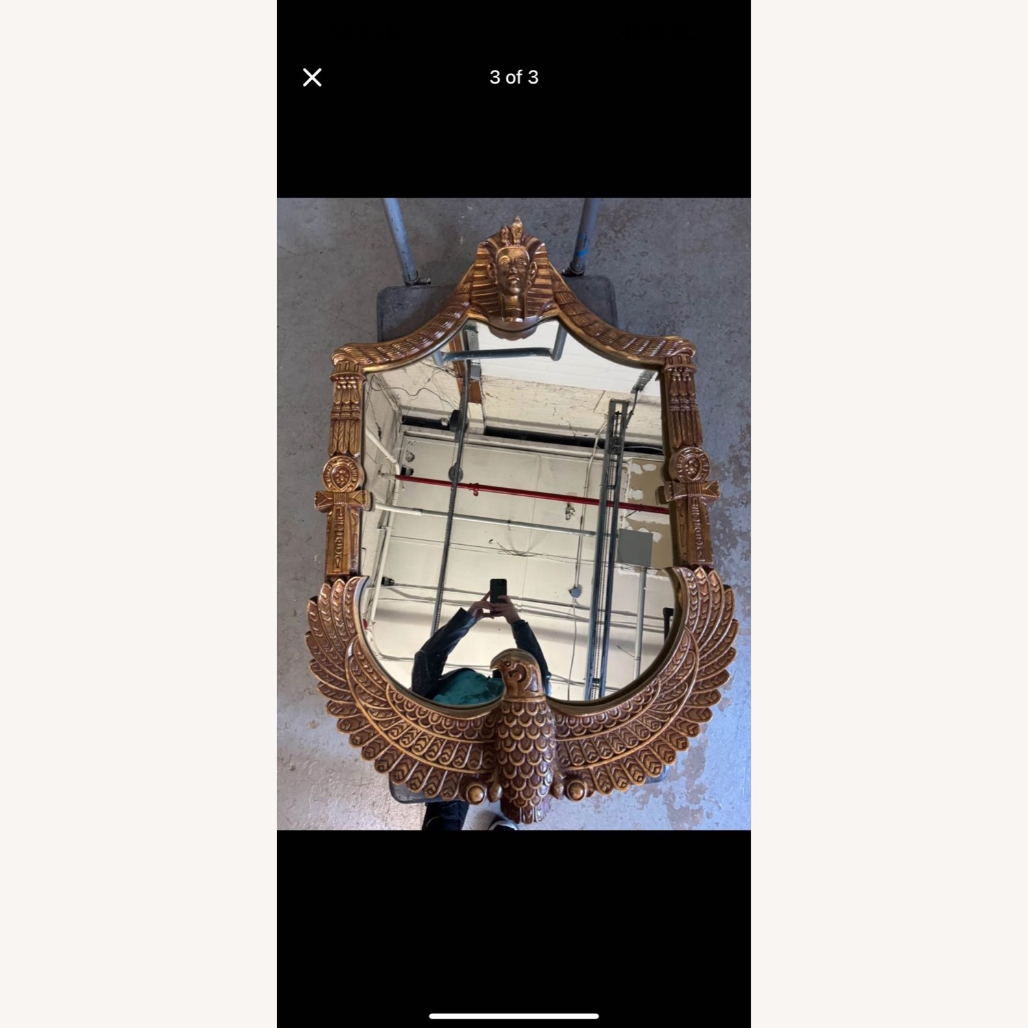 Antique 1 of 1 Carved Wooden Eagle Sphinx Mirror  - image-3