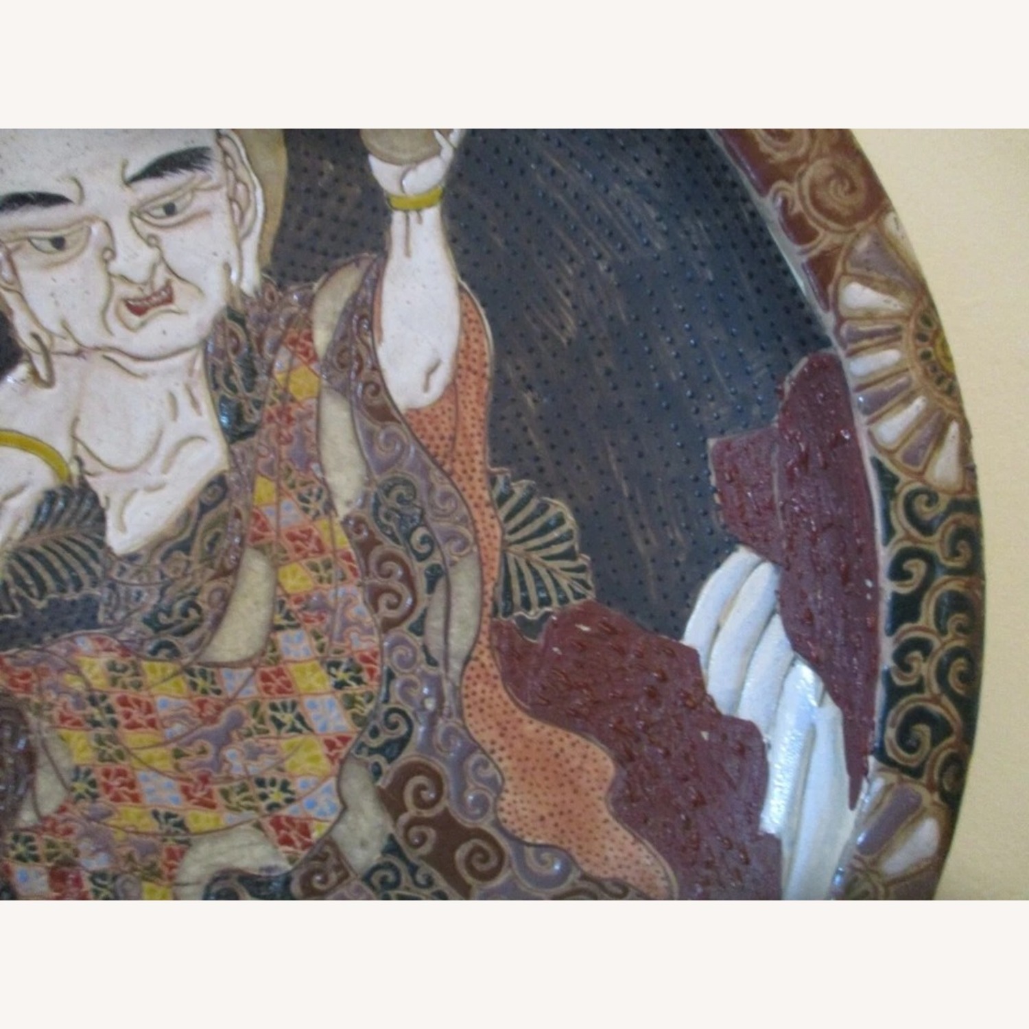 Antique Japanese Edo Period Moriage Slip Pottery - image-5