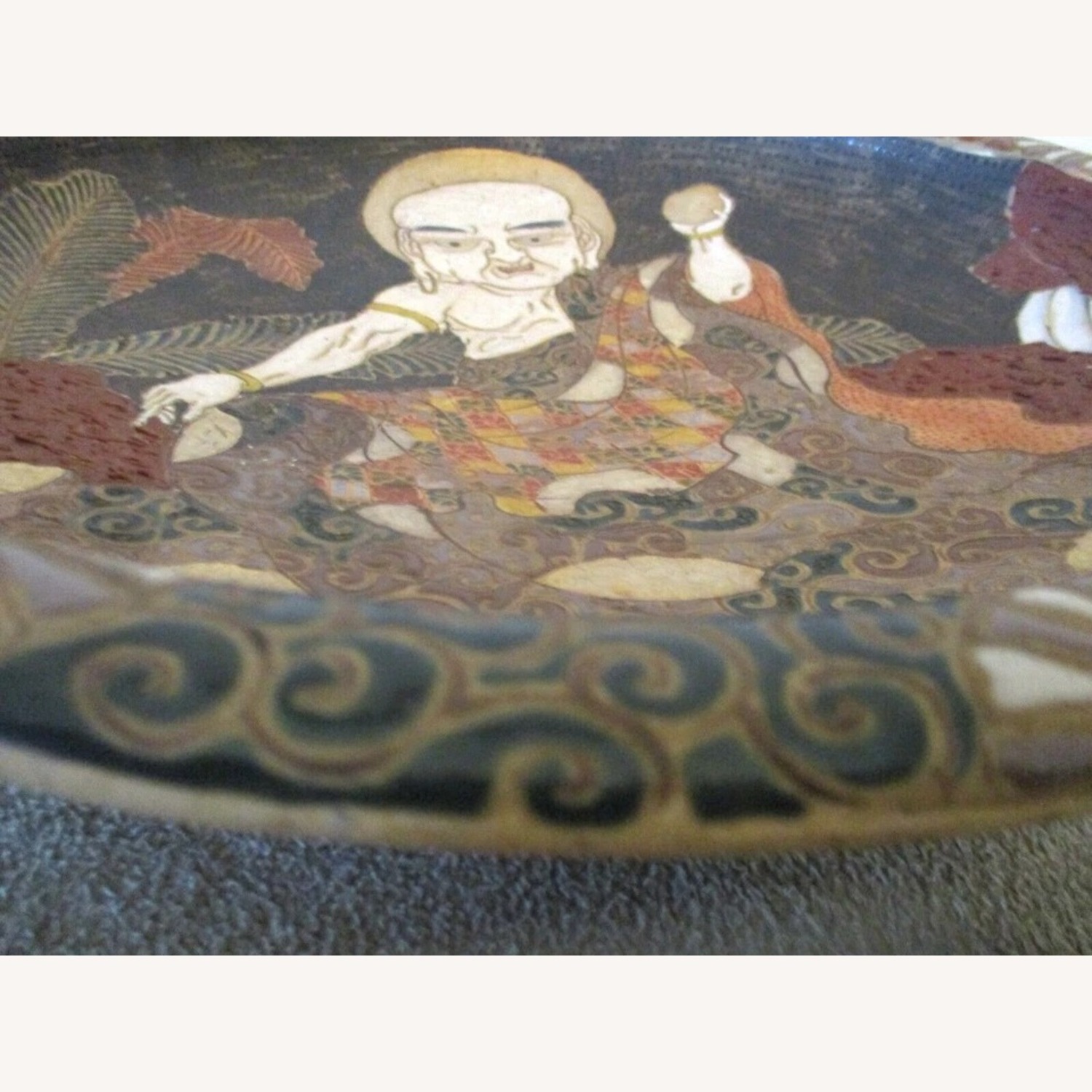 Antique Japanese Edo Period Moriage Slip Pottery - image-9