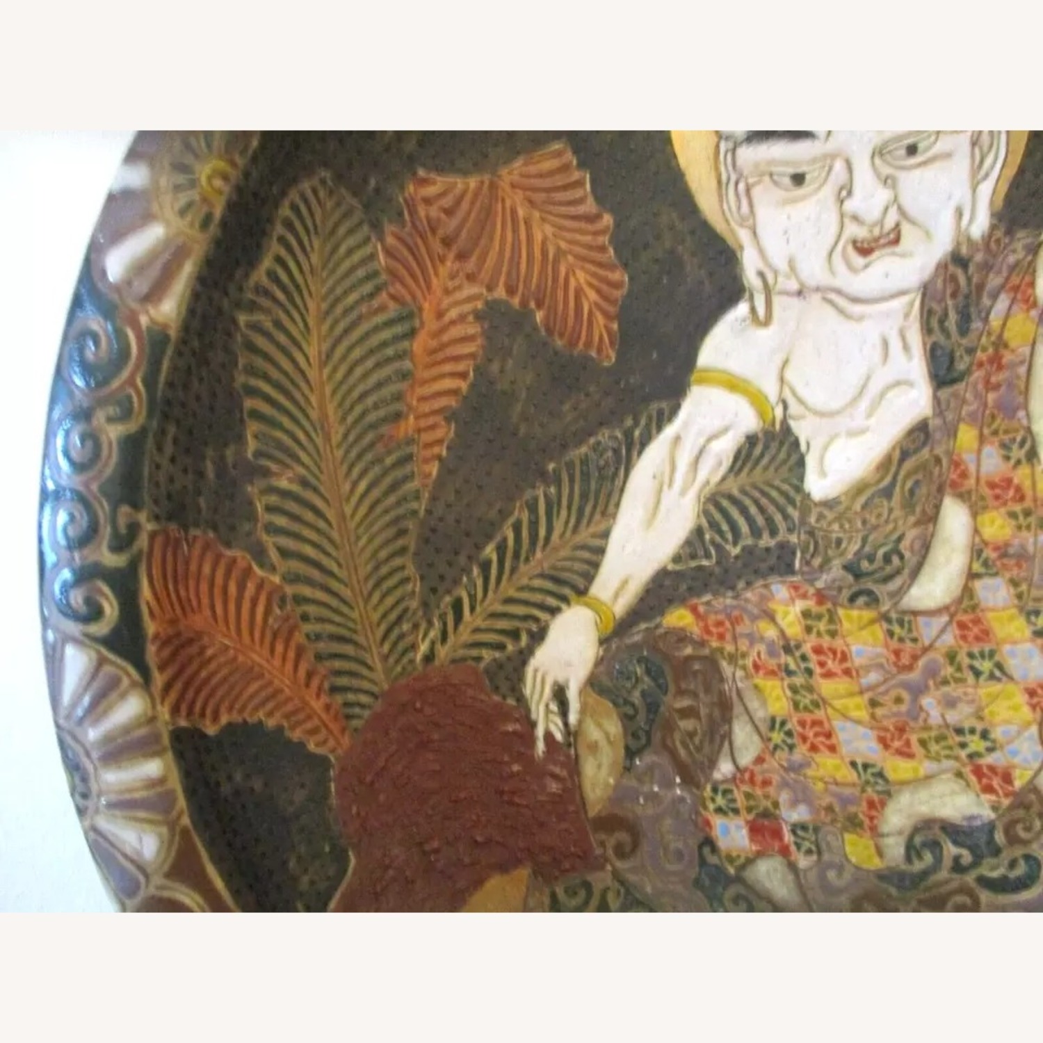 Antique Japanese Edo Period Moriage Slip Pottery - image-4