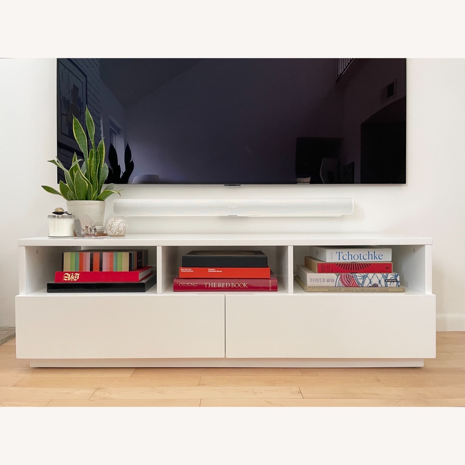 CB2 Chill White High-Gloss Media Console - image-2