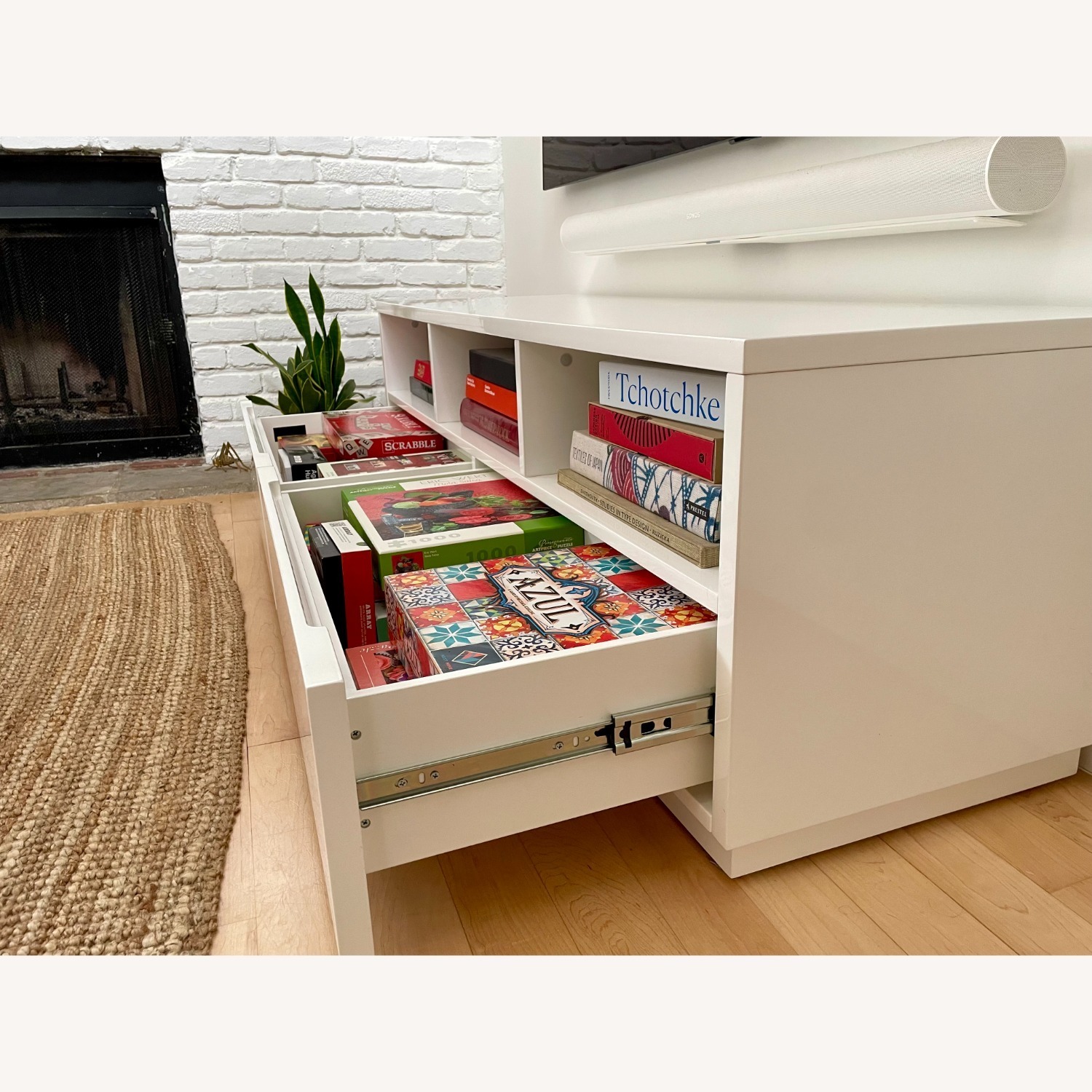 CB2 Chill White High-Gloss Media Console - image-8