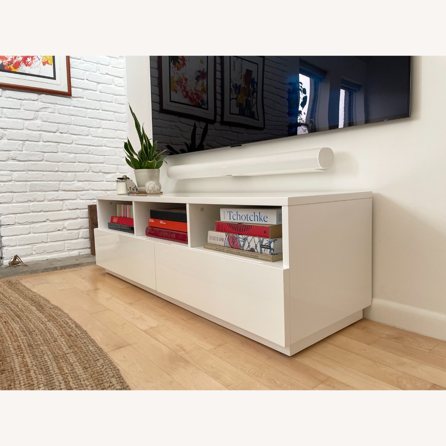 CB2 Chill White High-Gloss Media Console - image-6