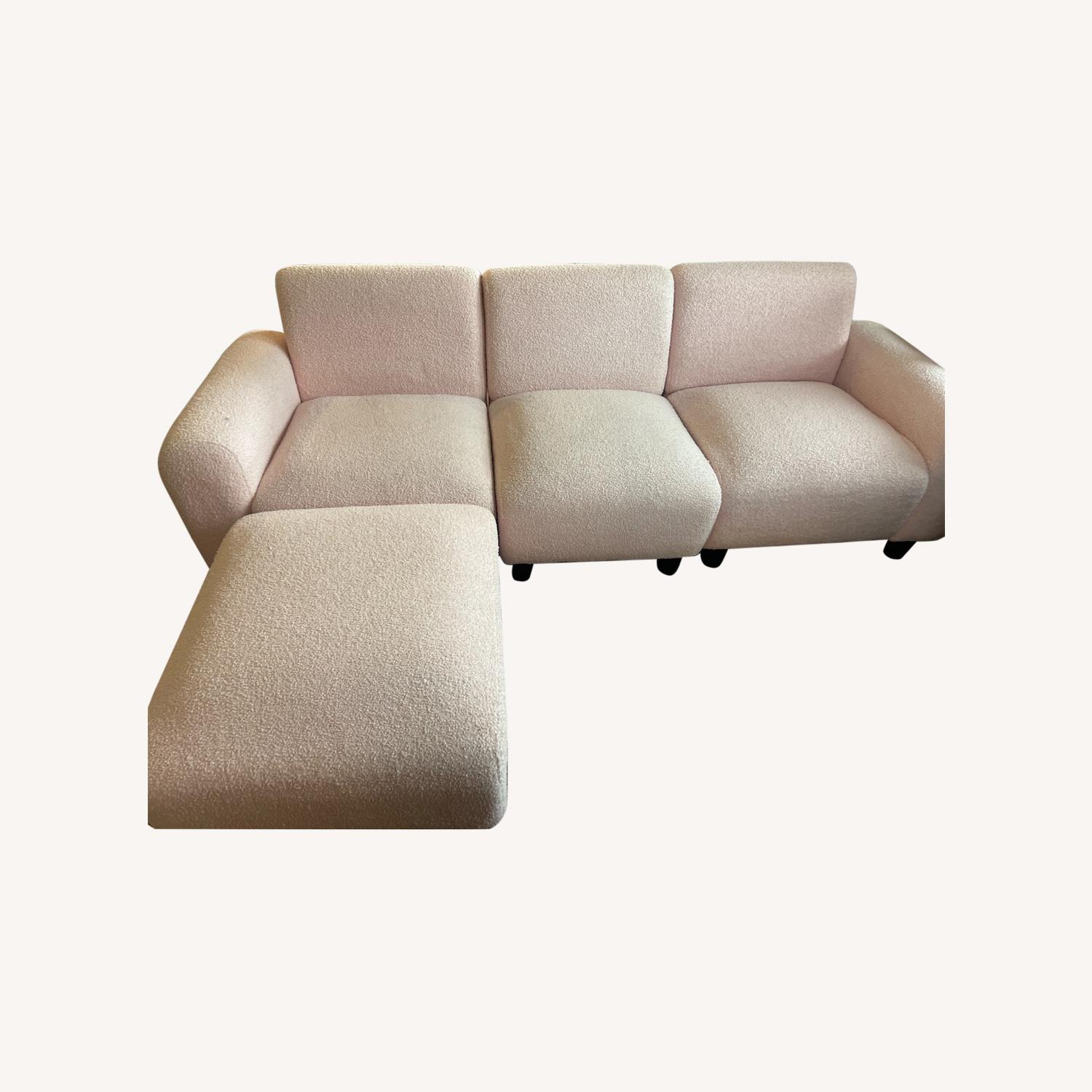 Amazon 3 Seat Pink Fuzzy Couch with Ottoman - image-5