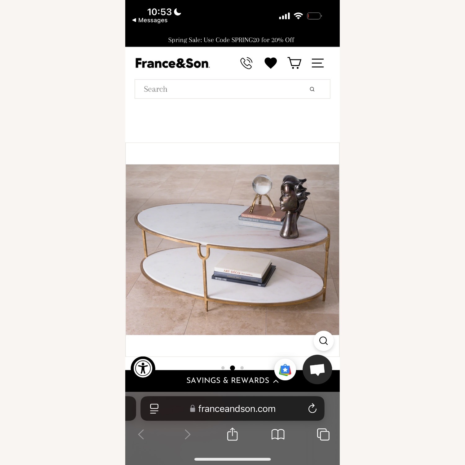 France & Son Iron and Stone Oval Coffee Table - image-3