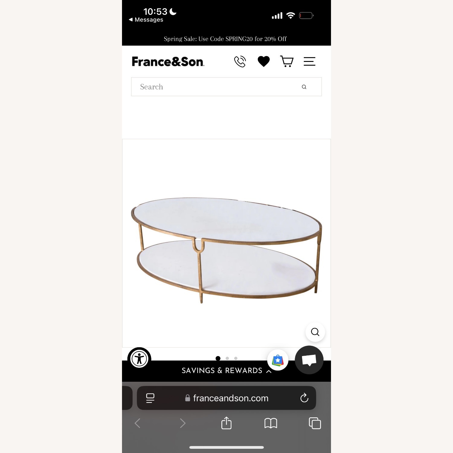 France & Son Iron and Stone Oval Coffee Table - image-4