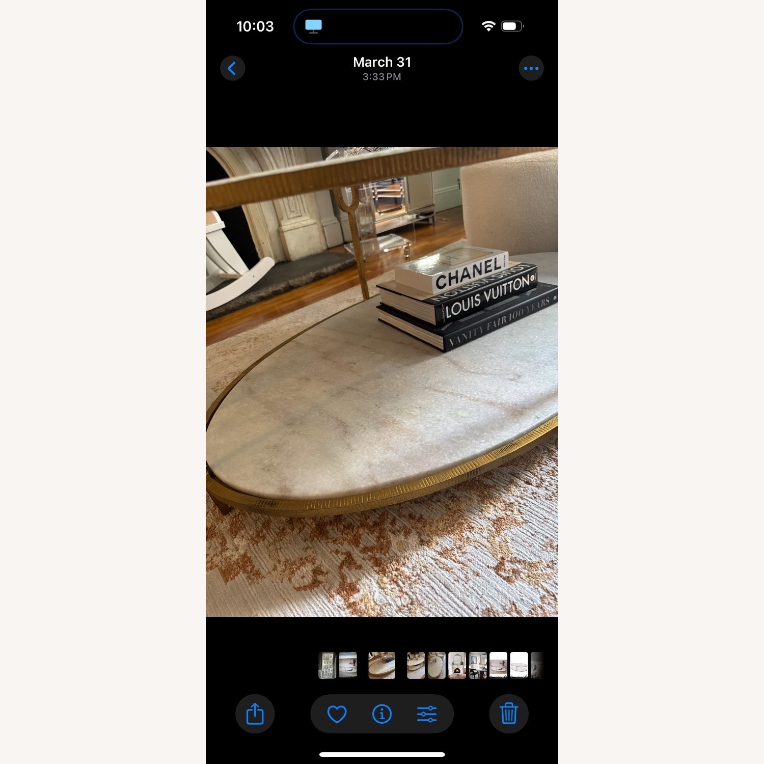 France & Son Iron and Stone Oval Coffee Table - image-2