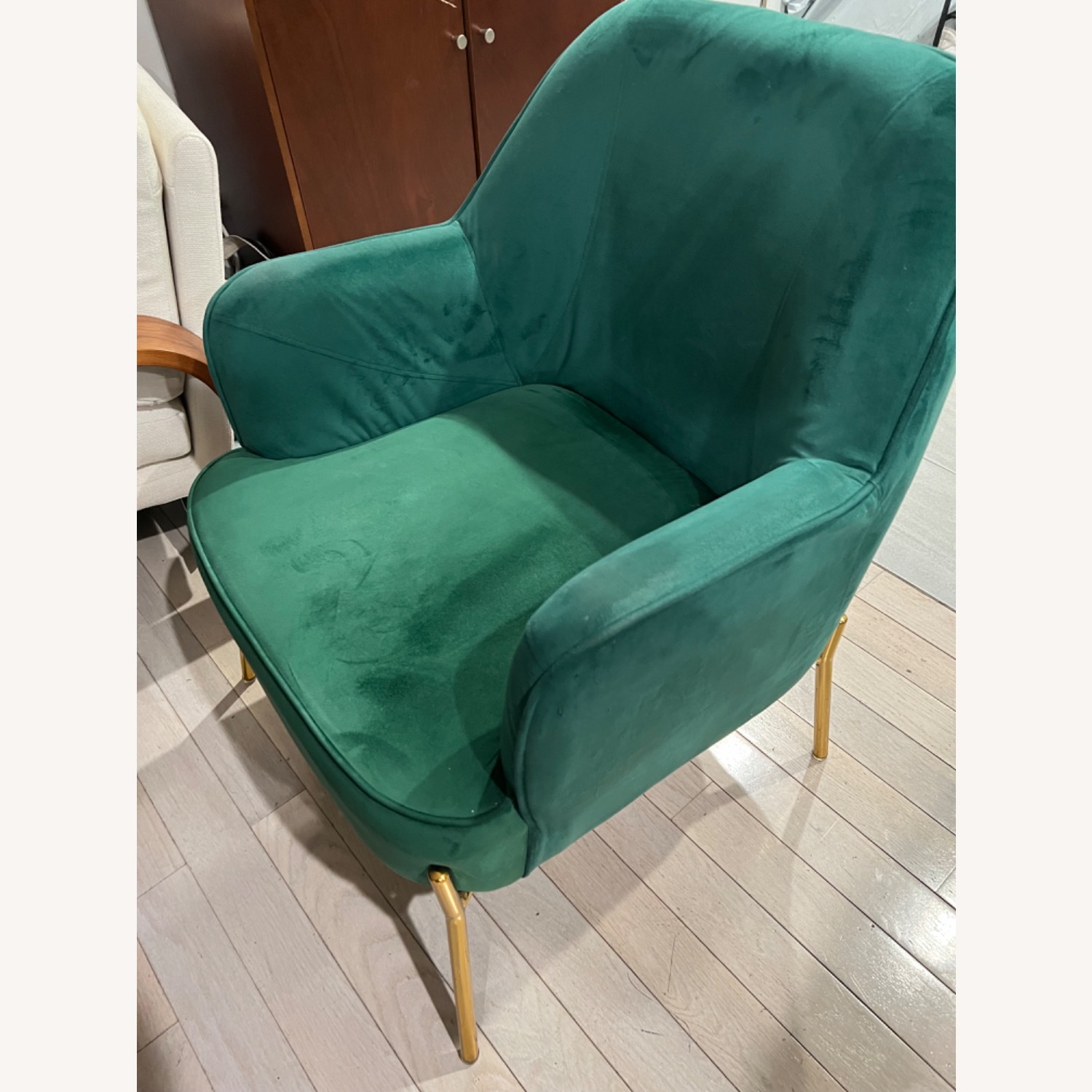 Bed Bath & Beyond Green Velvet Accent Chair with Gold Legs - image-1
