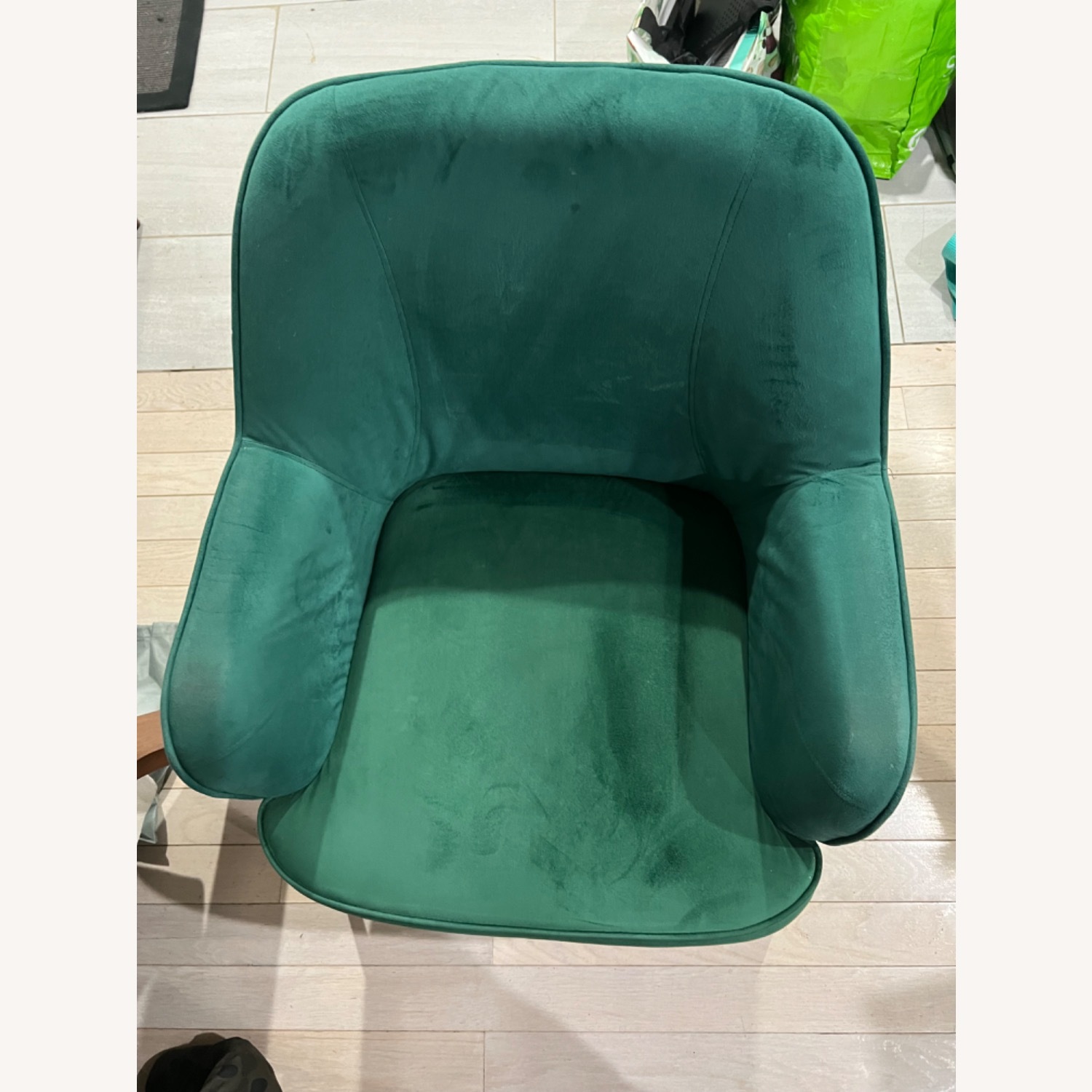Bed Bath & Beyond Green Velvet Accent Chair with Gold Legs - image-3