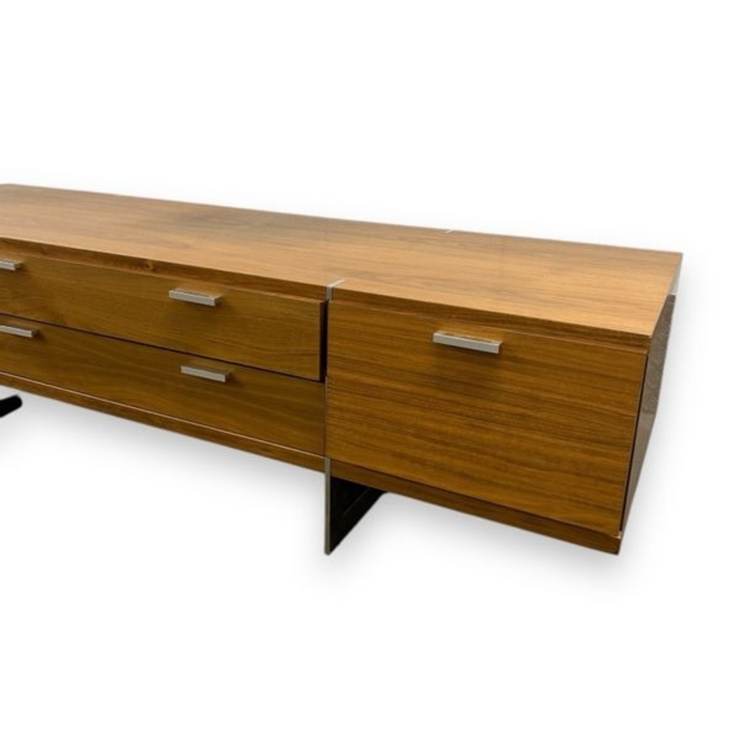 Mid Century Walnut and Chrome Media Console - image-2