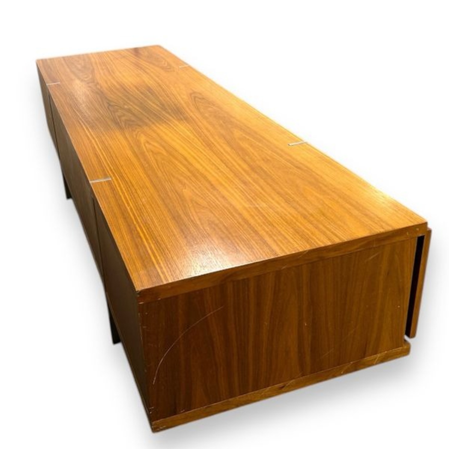 Mid Century Walnut and Chrome Media Console - image-1