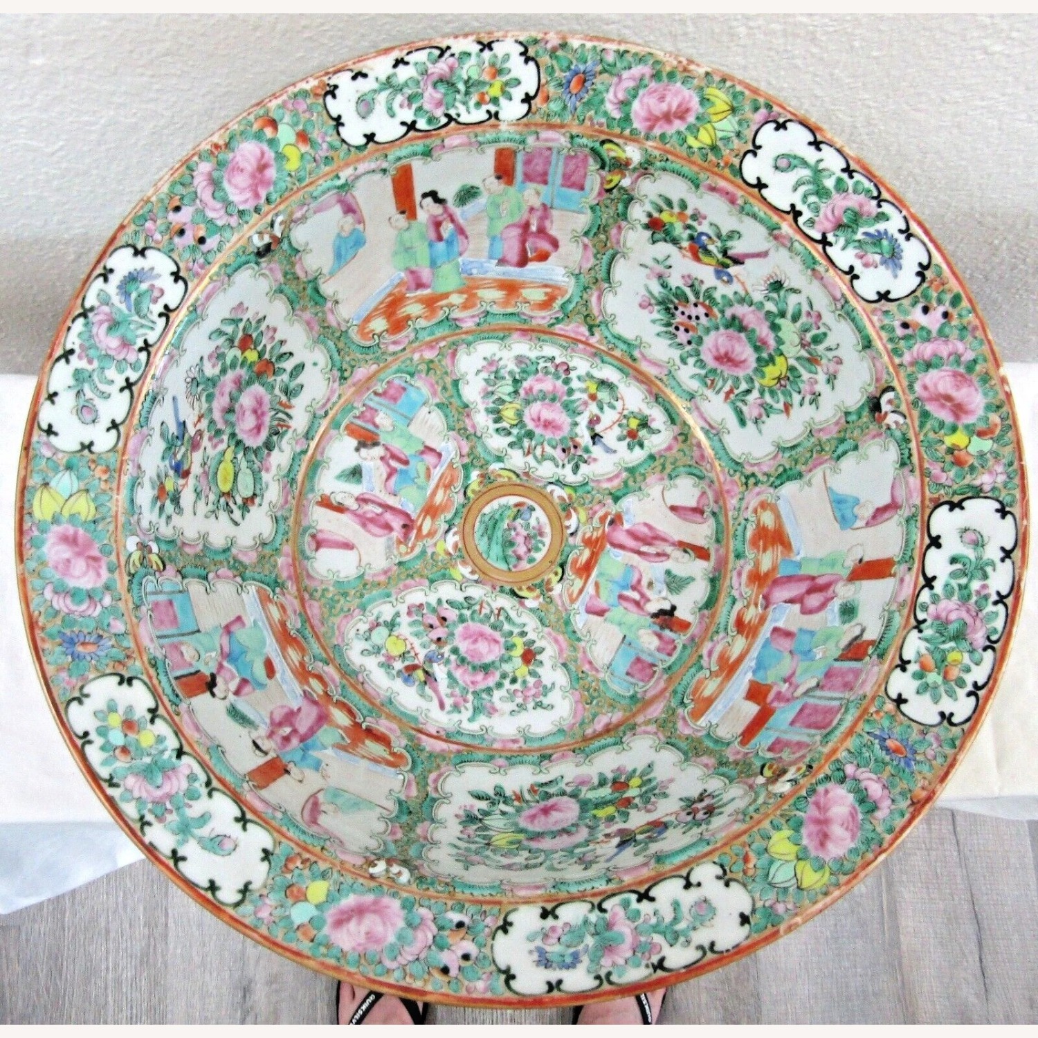 19th C. Antique Chinese Rose Medallion Bowl - image-1