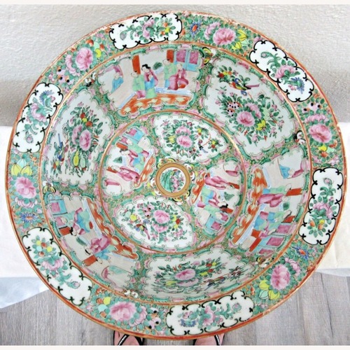 Used 19th C. Antique Chinese Rose Medallion Bowl for sale on AptDeco