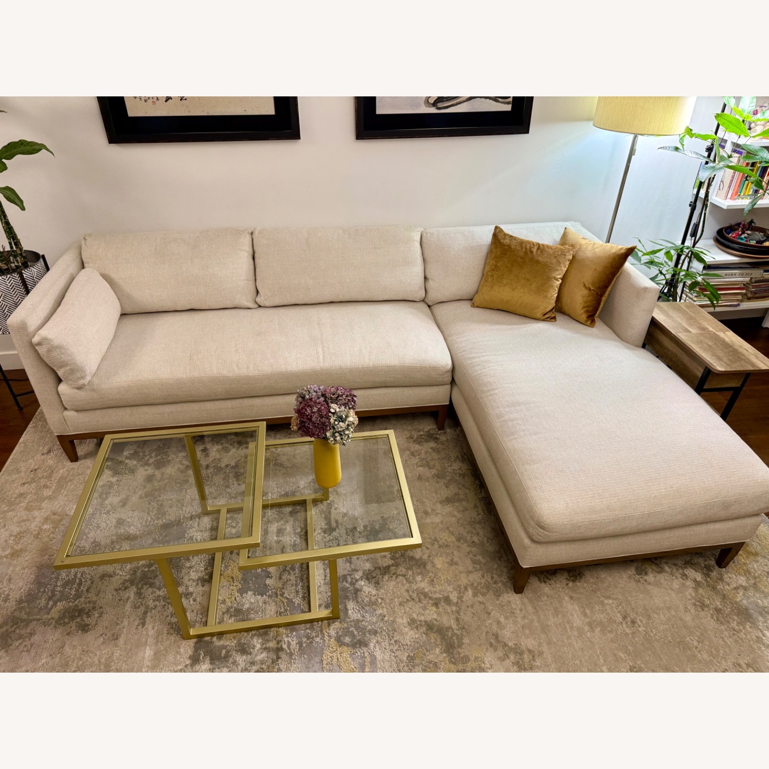 Chaise Sectional Sofa in Cream from Safavieh - image-2