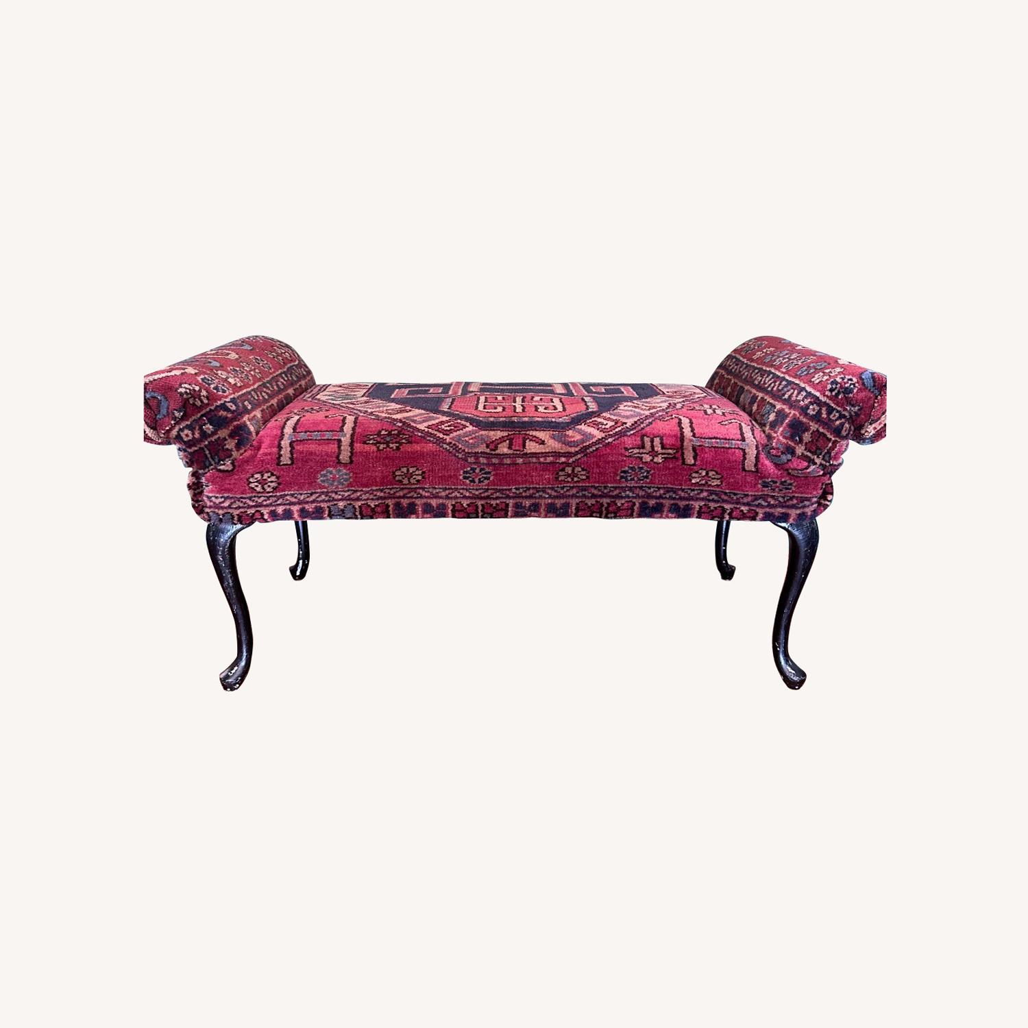 Antique Rug Covered Bench - image-0