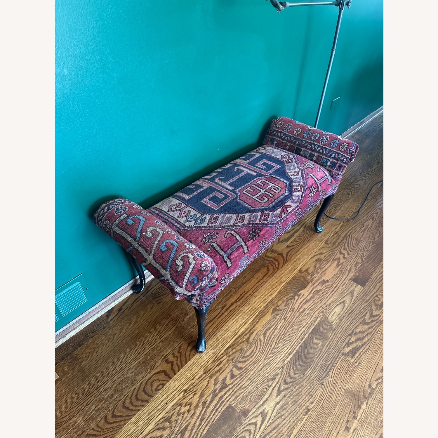 Antique Rug Covered Bench - image-6