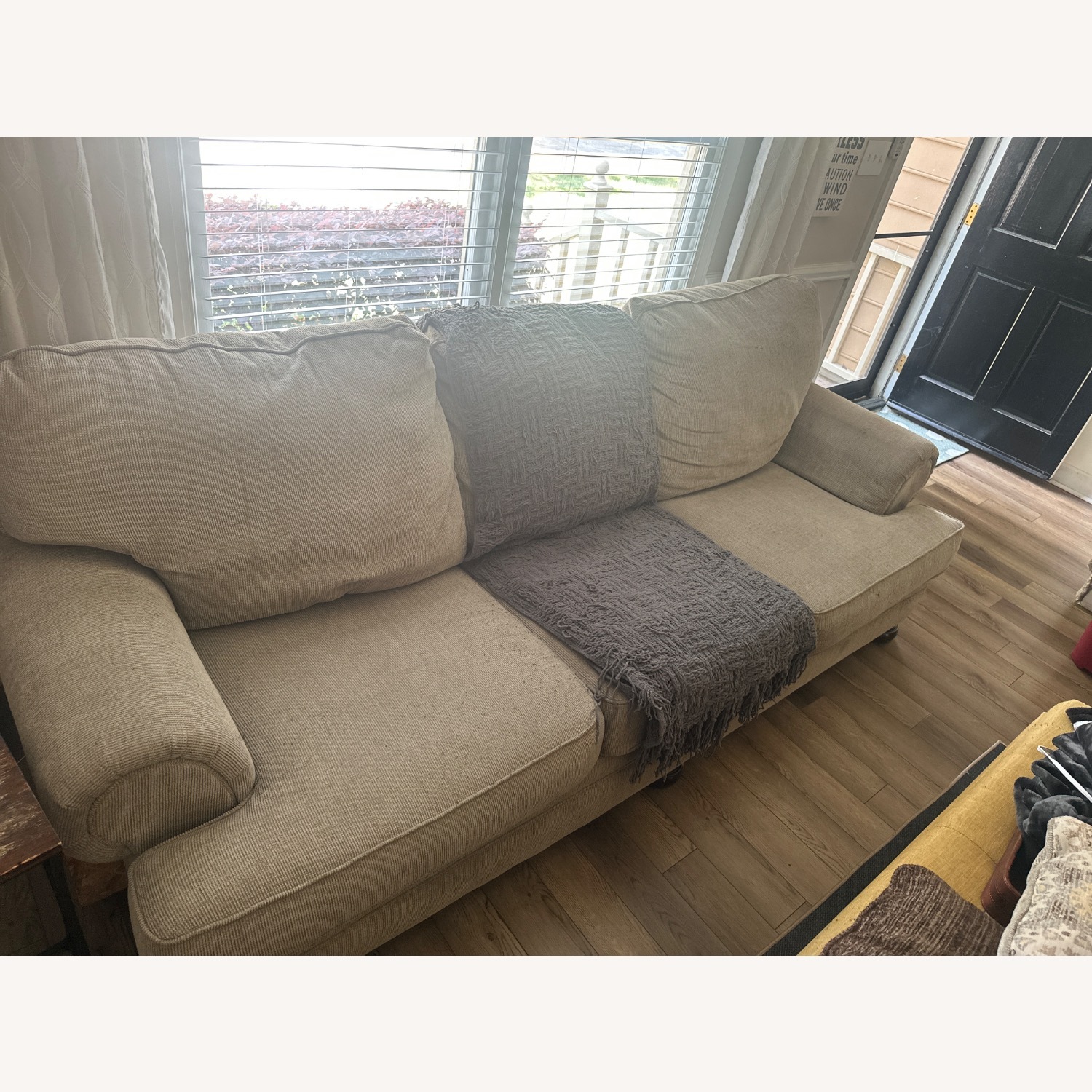 Comfortable Tan Sofa 90 Inches Wide - image-2