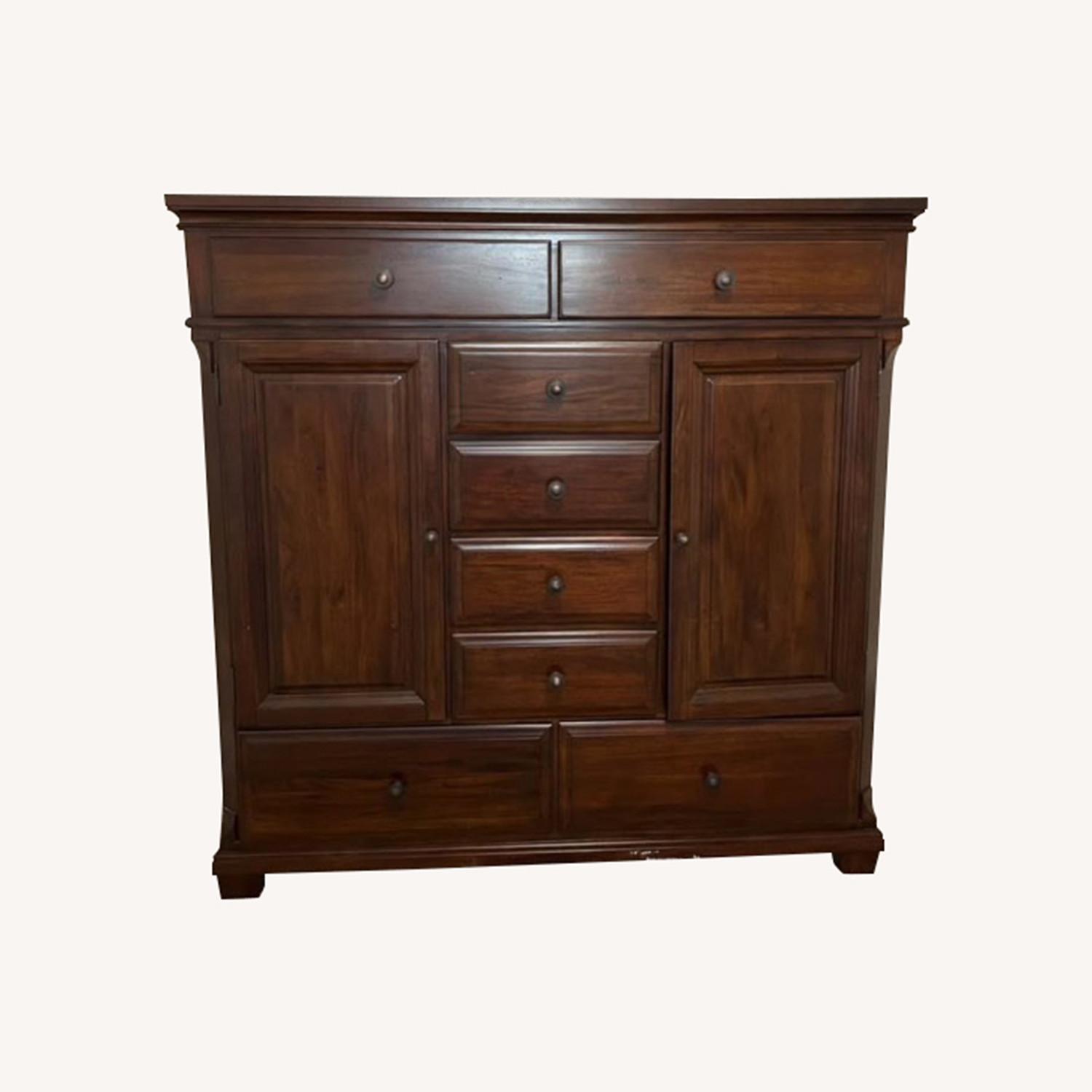 Solid Dark Wood Armoire - image-0