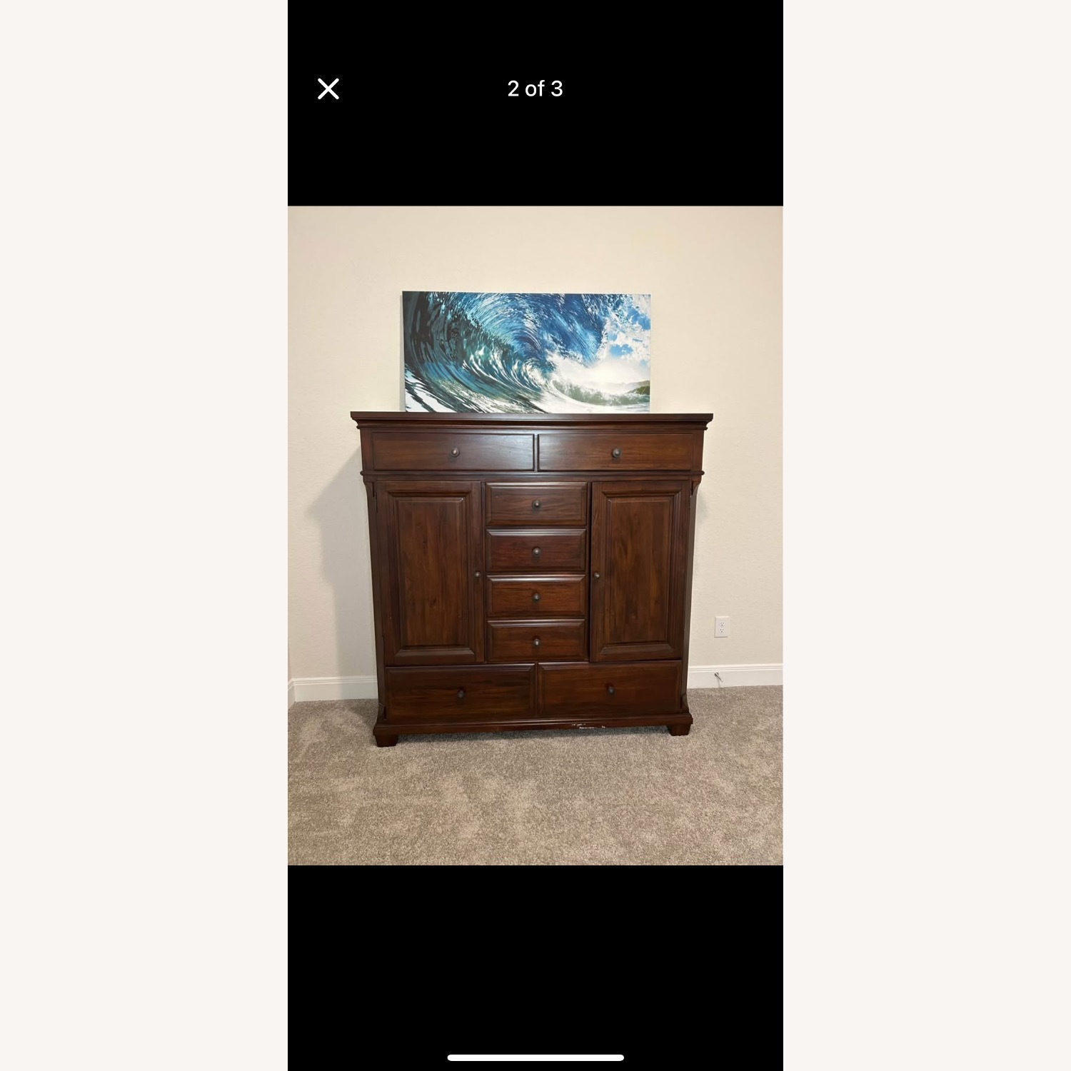 Solid Dark Wood Armoire - image-1