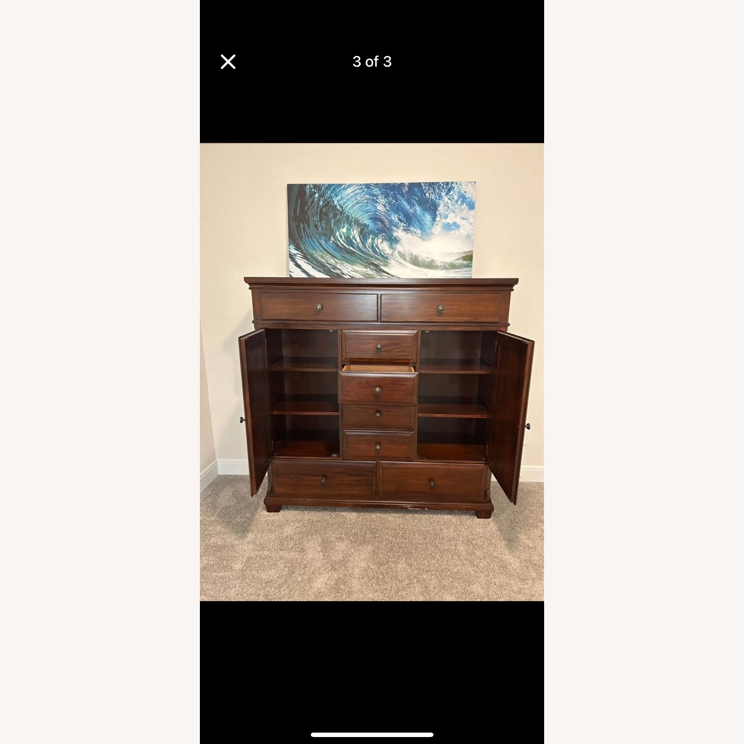 Solid Dark Wood Armoire - image-2