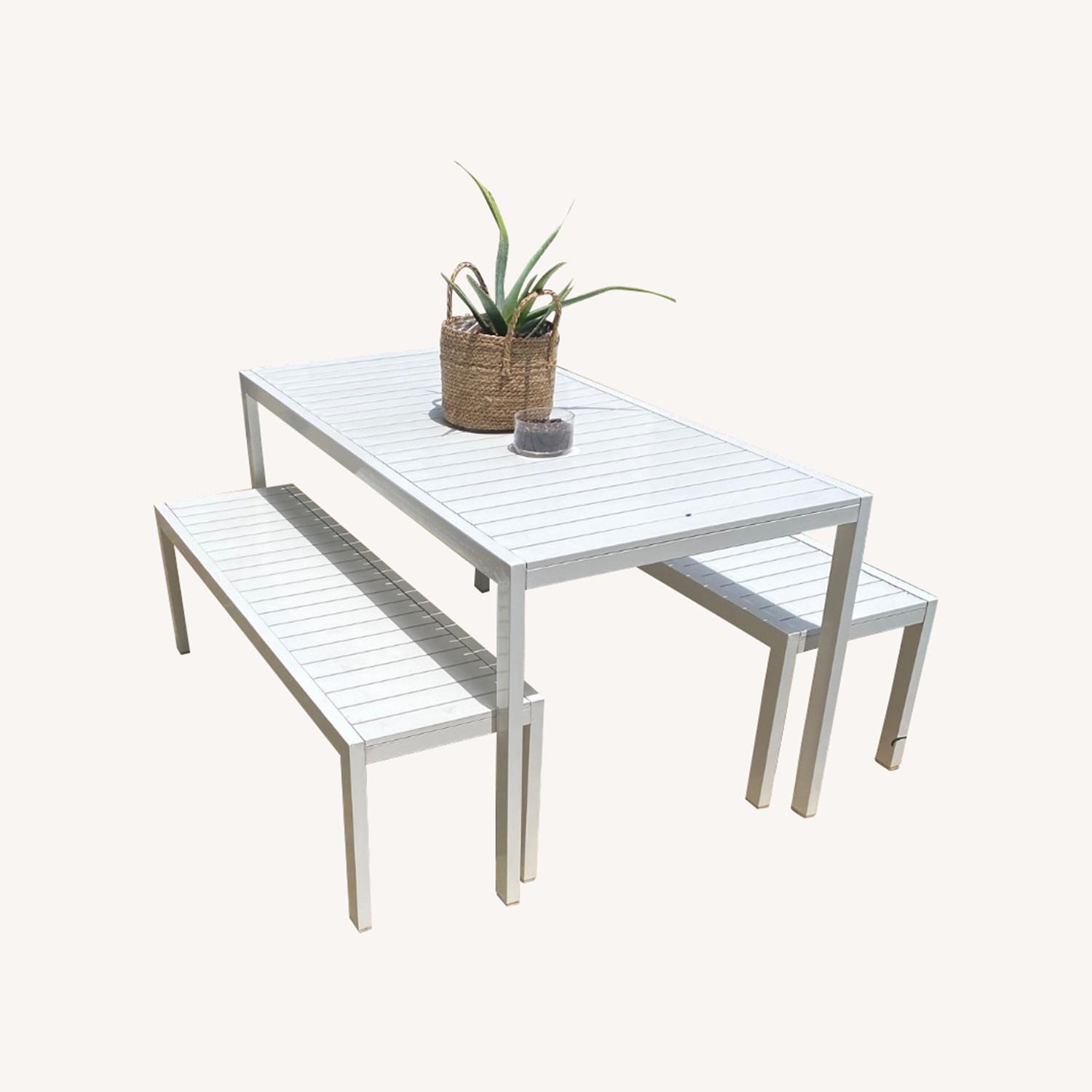 Design Within Reach Table/Benches/Chairs/Umbrella - image-0