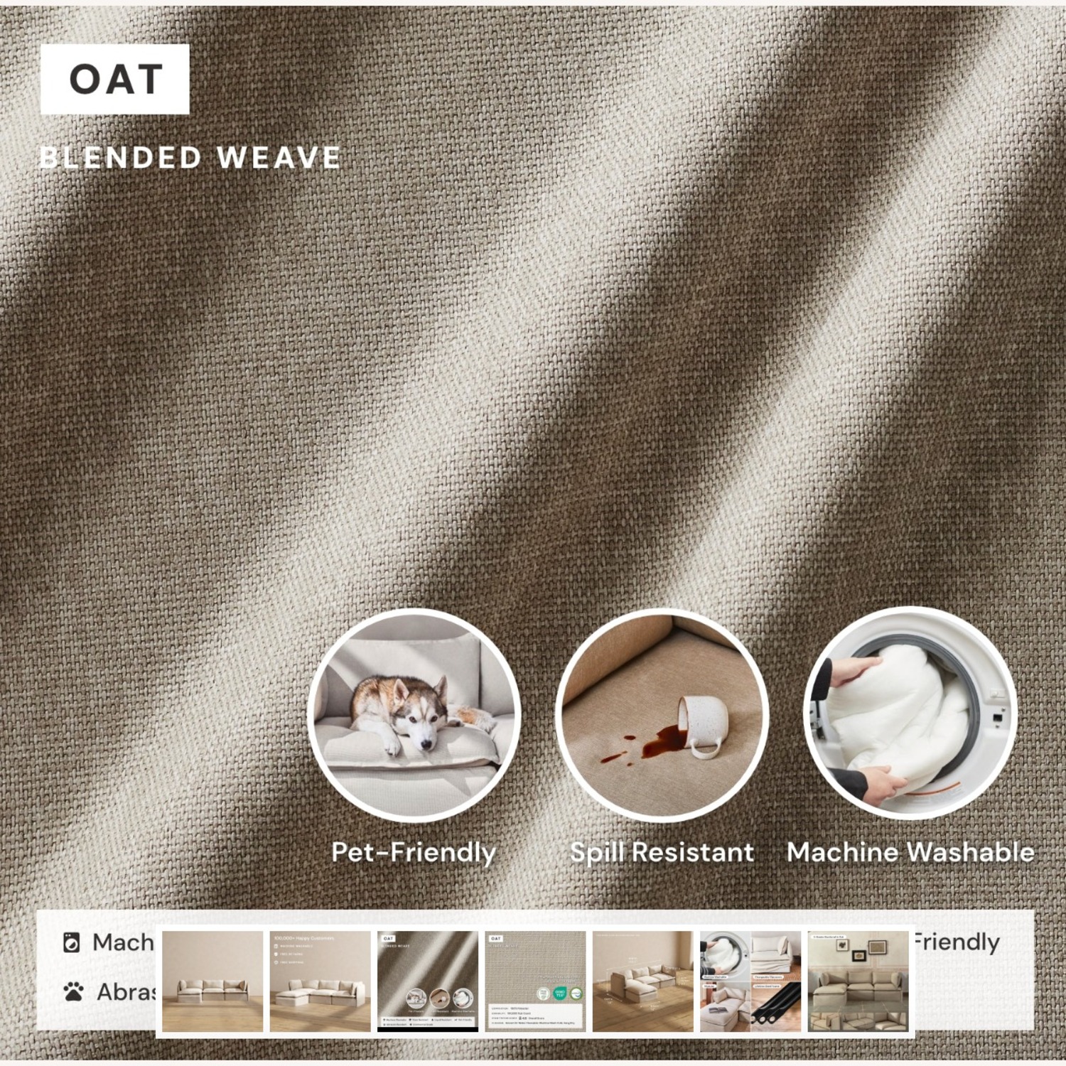 Anabei Modular Washable 3-Seater Sectional - image-2