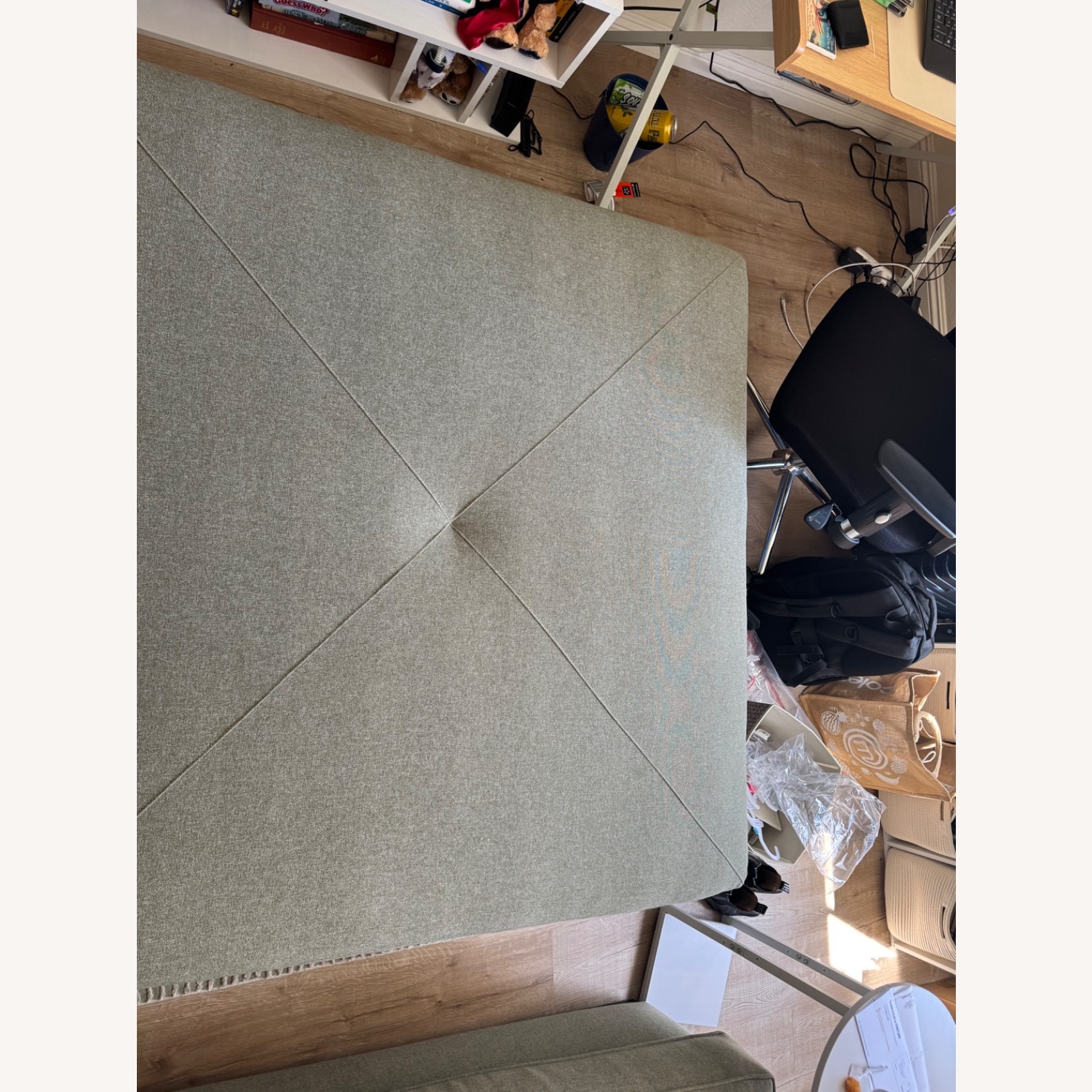 Sierra IV 52" Fabric Chenille Putty Square Cocktail Ottoman - image-3