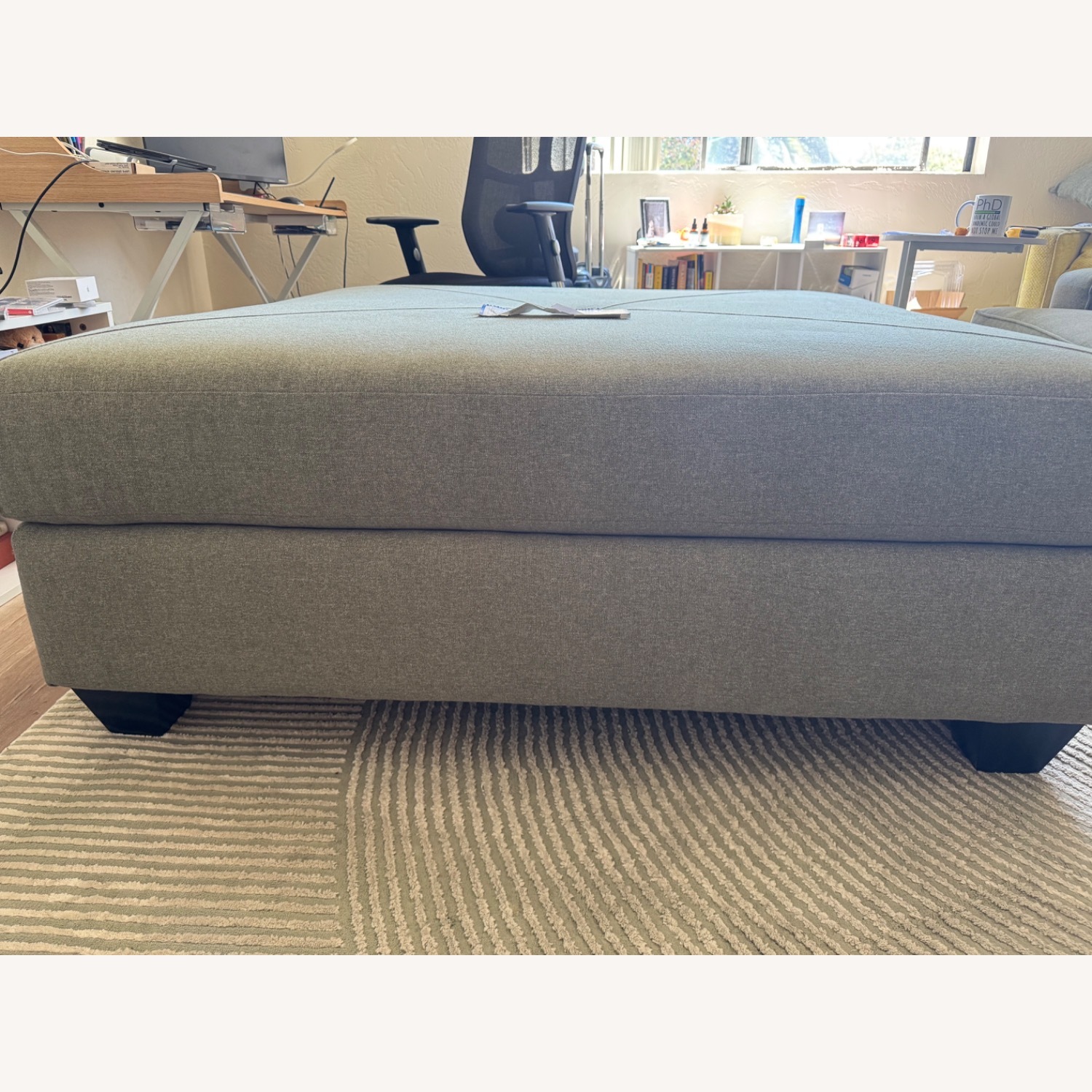 Sierra IV 52" Fabric Chenille Putty Square Cocktail Ottoman - image-5