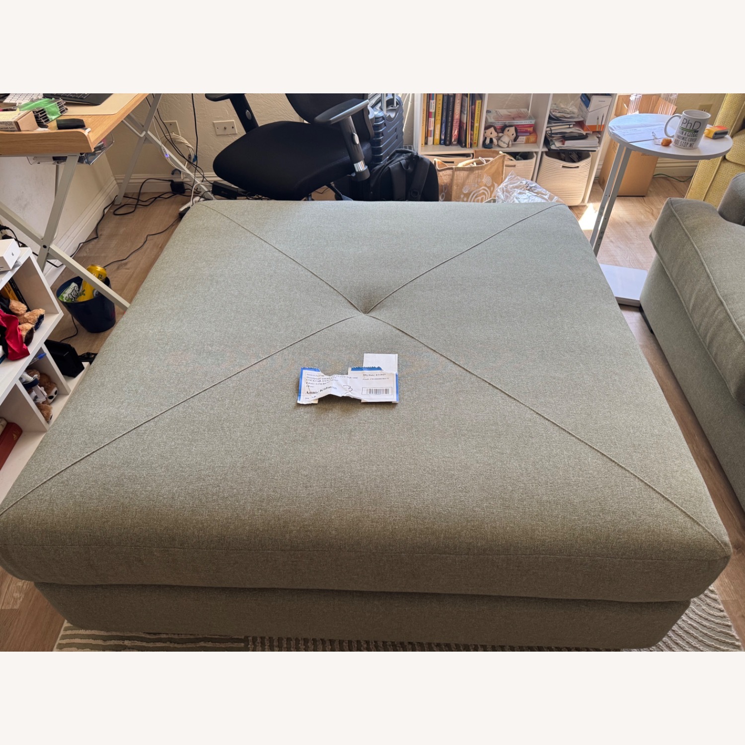 Sierra IV 52" Fabric Chenille Putty Square Cocktail Ottoman - image-1