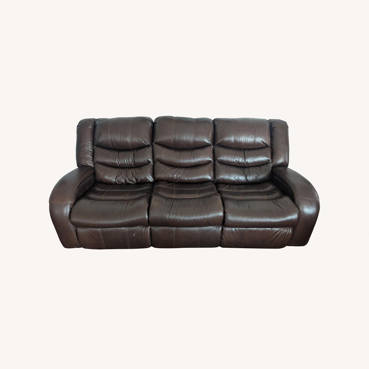 3 Seater Leather Couch with Pull Lever - image-0