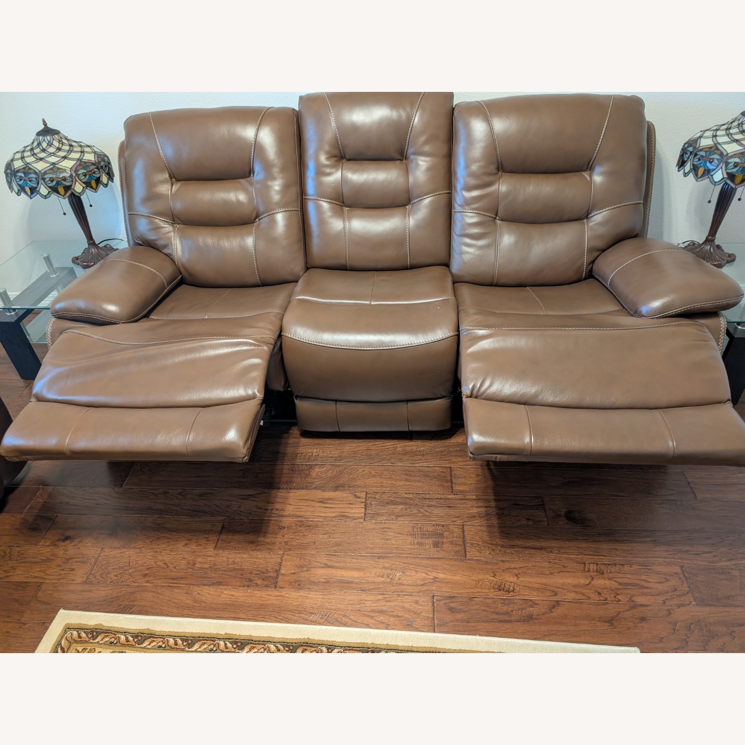 3 Seater Leather Couch with Pull Lever - image-2