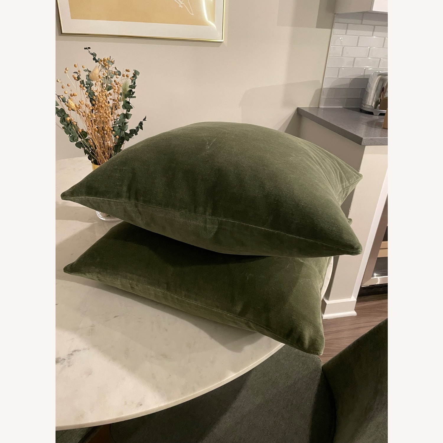 Lulu & Georgia Olive Velvet Pillows - image-2