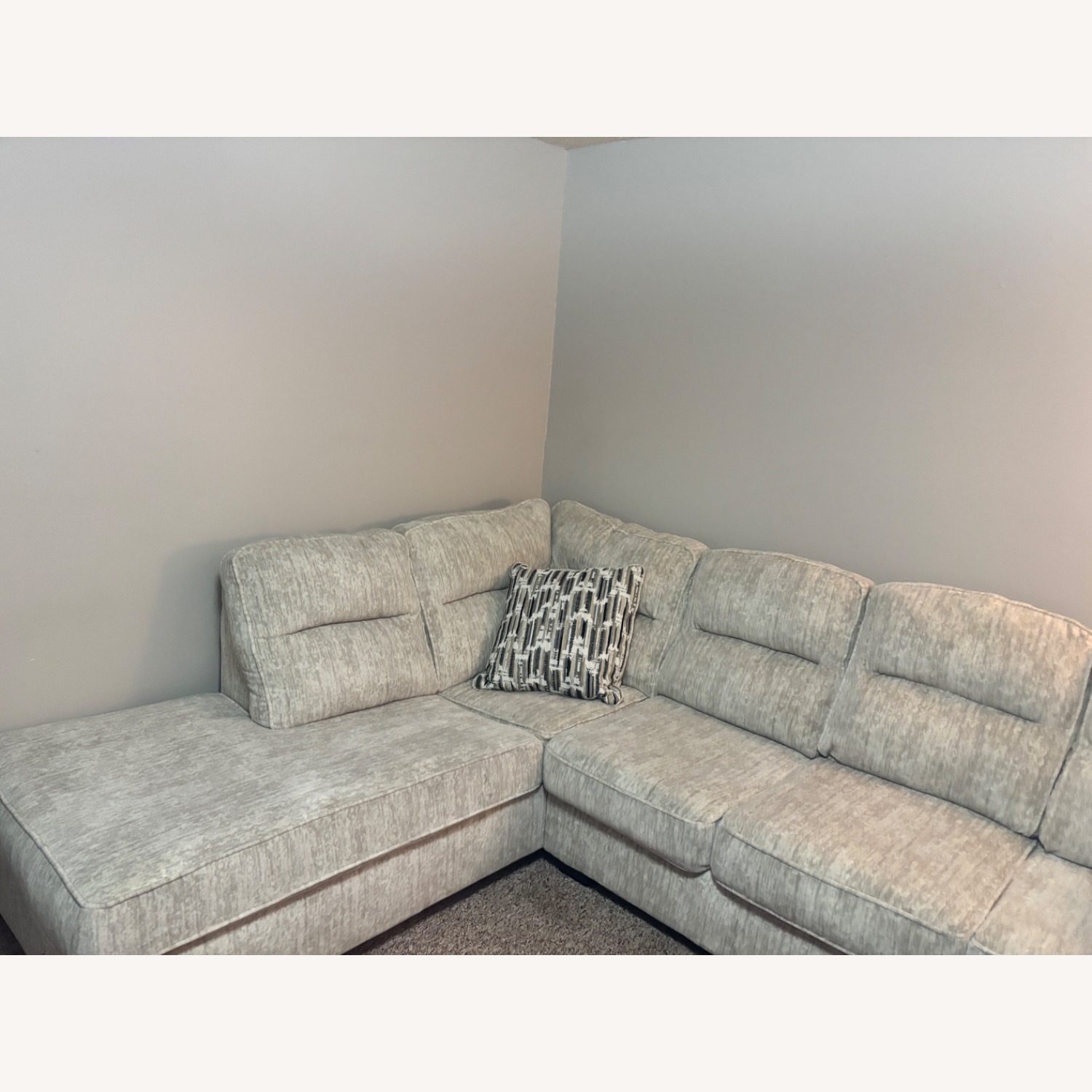 Light Grey/Tan 2-piece Sectional - image-2