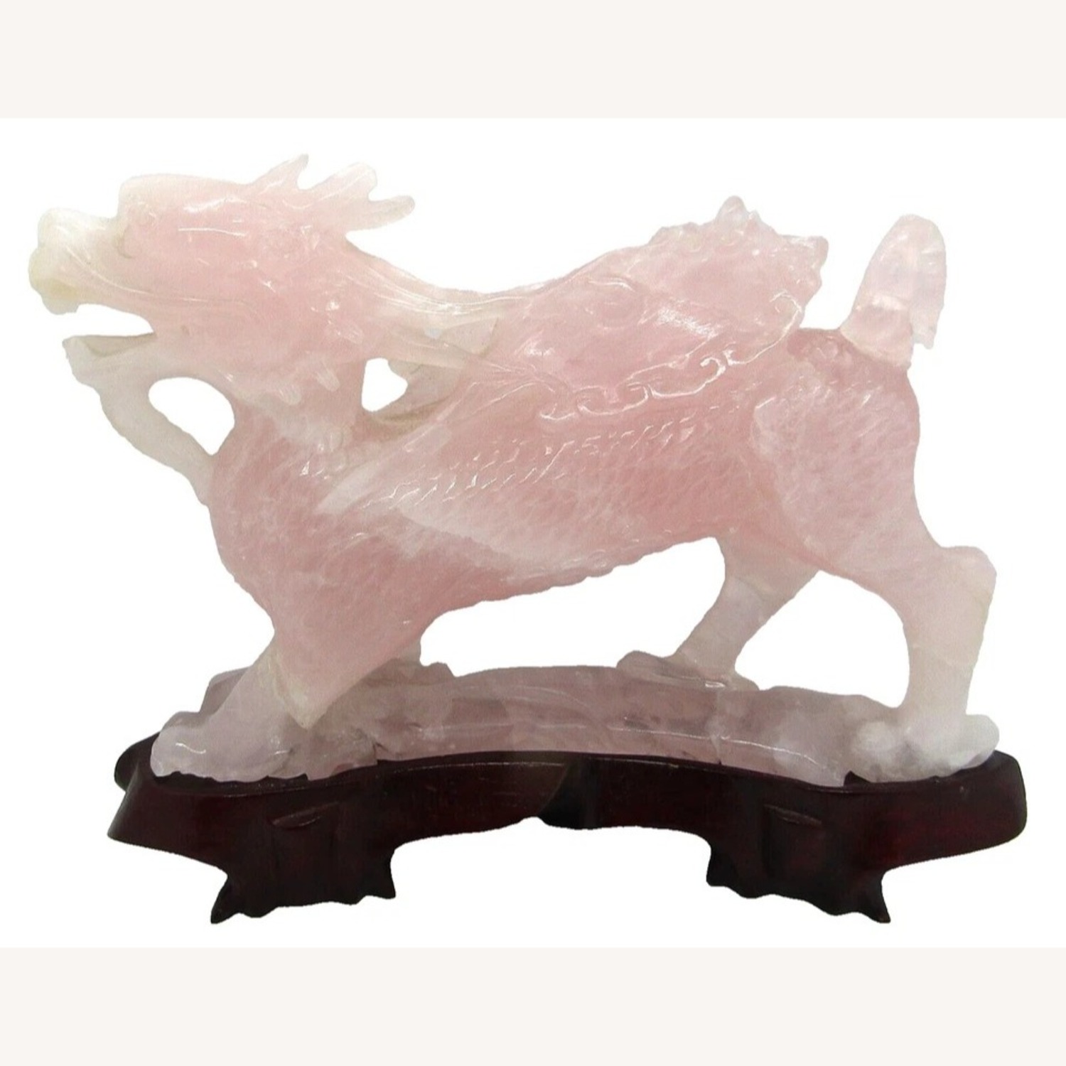 Qing Dynasty Chinese Pink Jade Dragon Sculpture - image-1