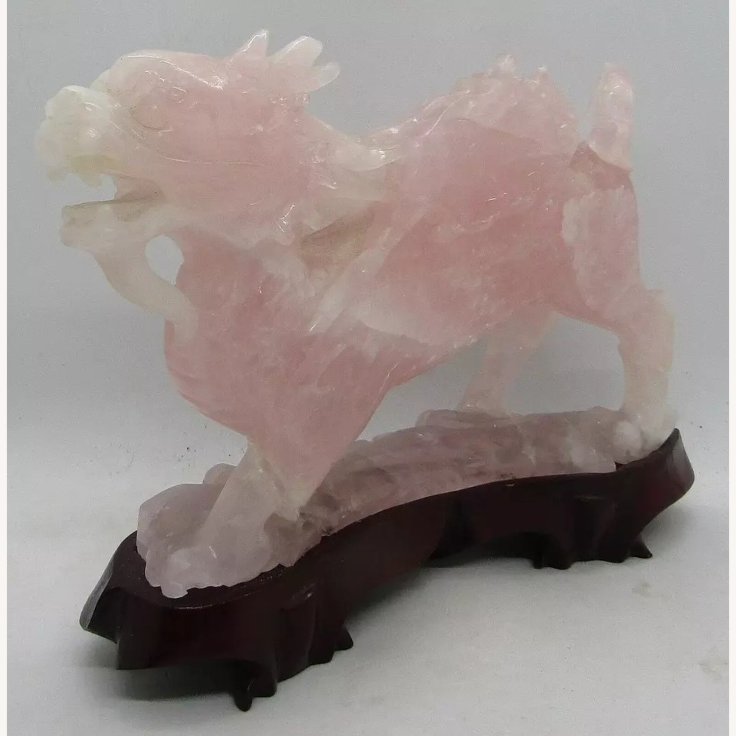 Qing Dynasty Chinese Pink Jade Dragon Sculpture - image-2