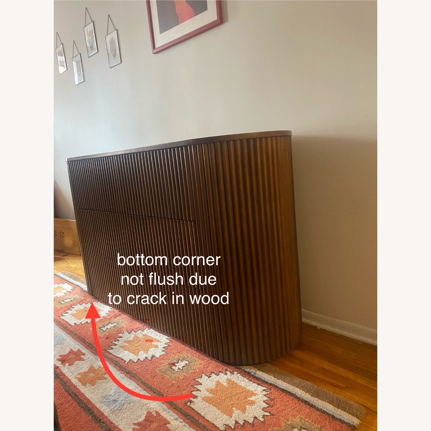 Rounded, fluted walnut dresser - image-5