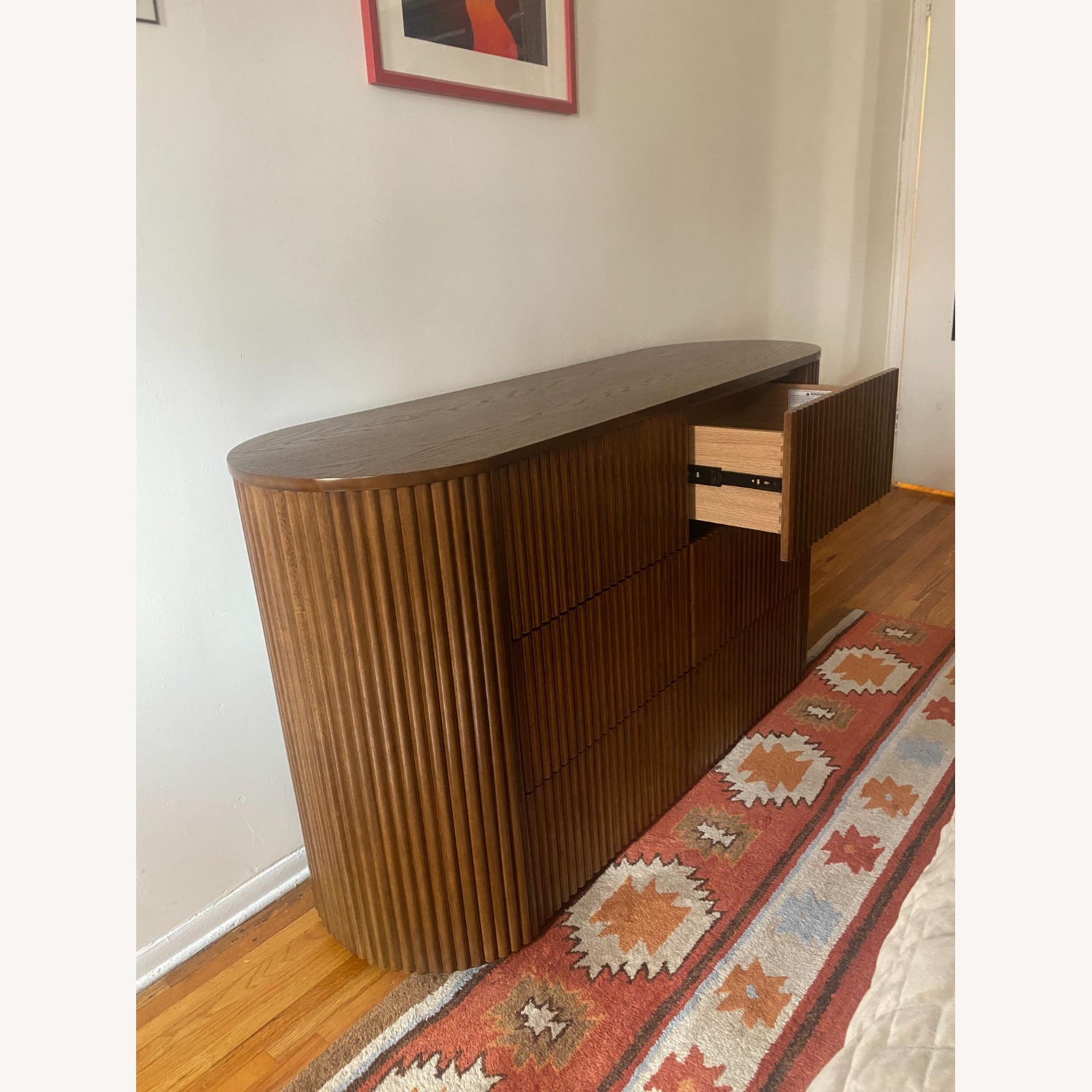 Rounded, fluted walnut dresser - image-13