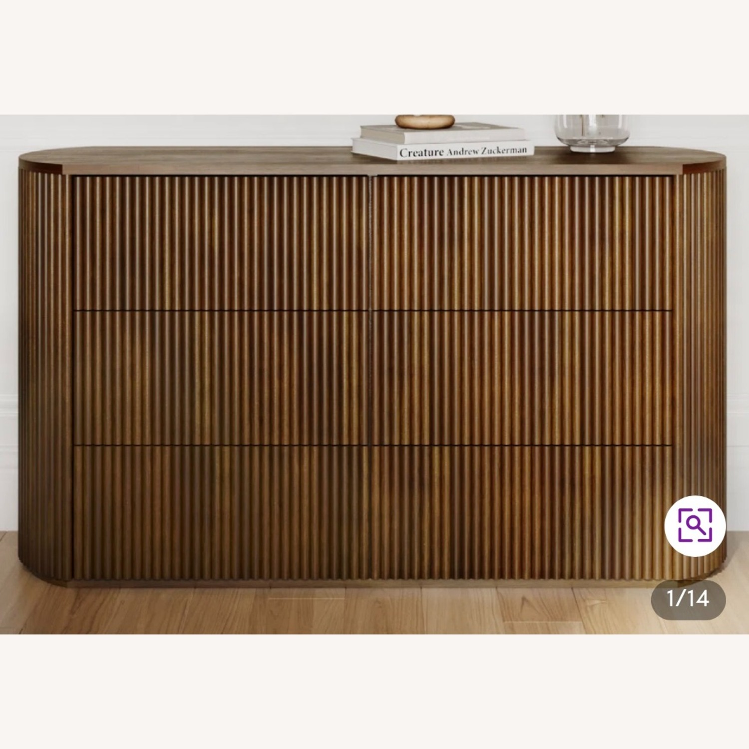 Rounded, fluted walnut dresser - image-6