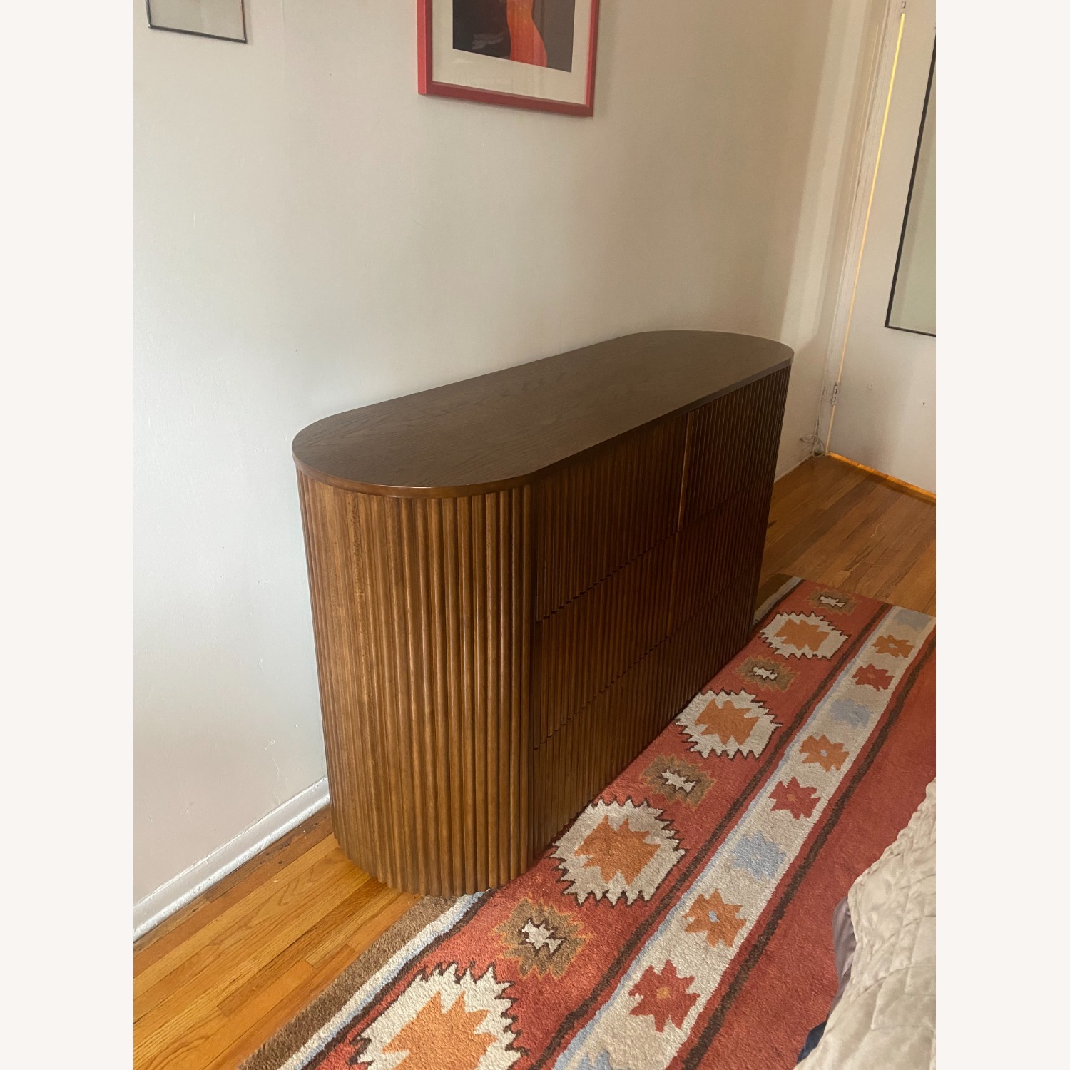 Rounded, fluted walnut dresser - image-3