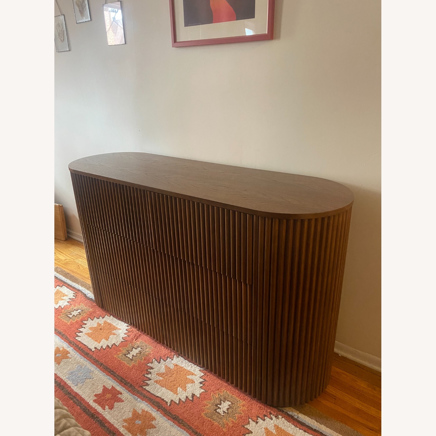 Rounded, fluted walnut dresser - image-11