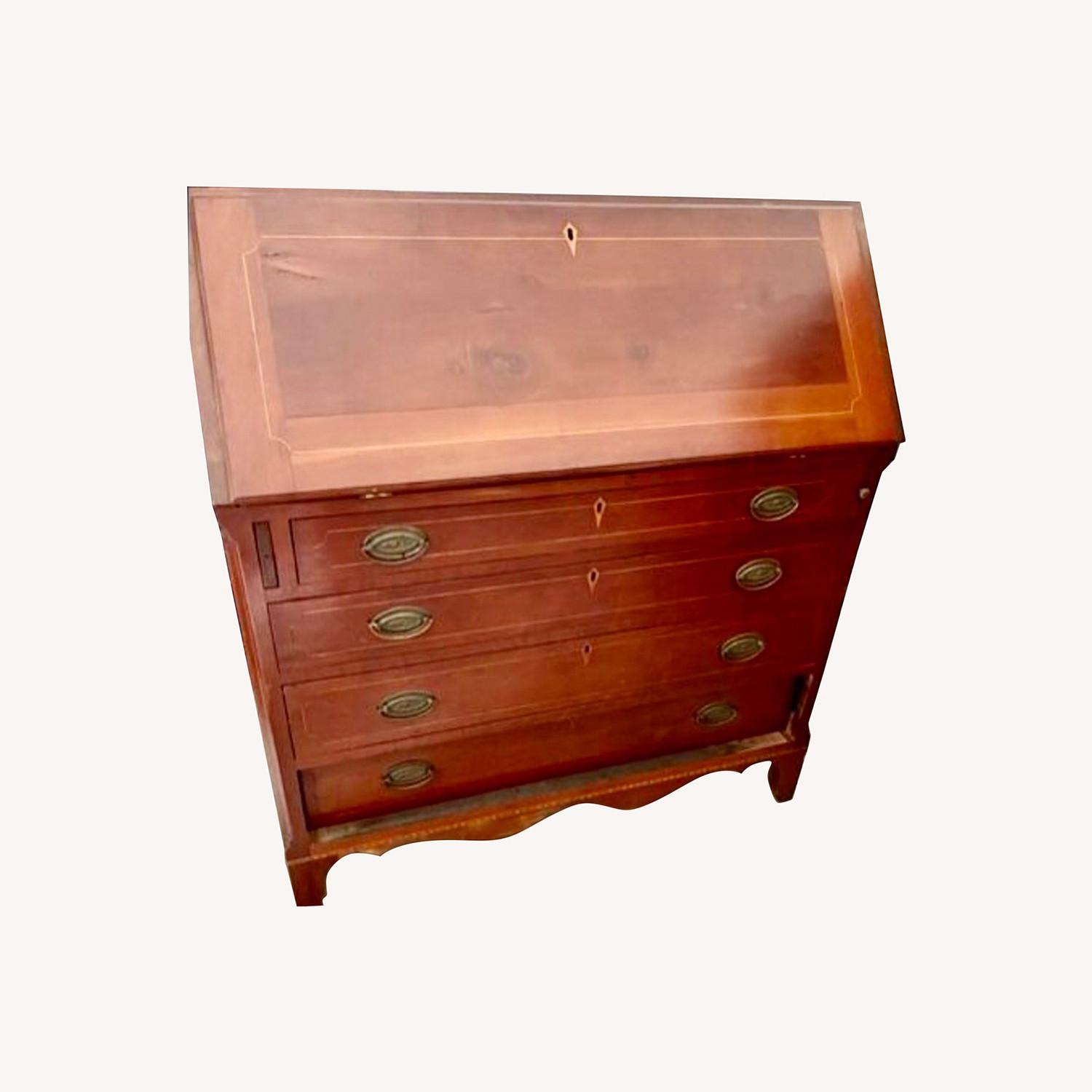 Antique Cherry Secretary Desk with Four Drawers - image-0