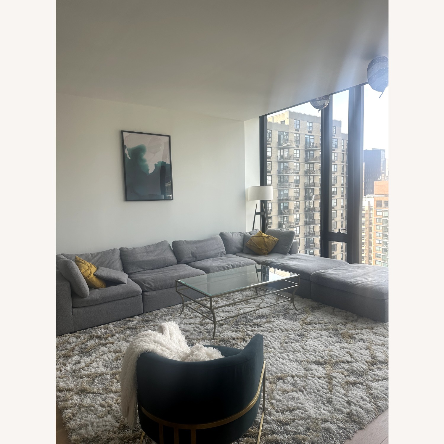 Wayfair Burrows 158" Gray Sofa with Ottoman - image-1