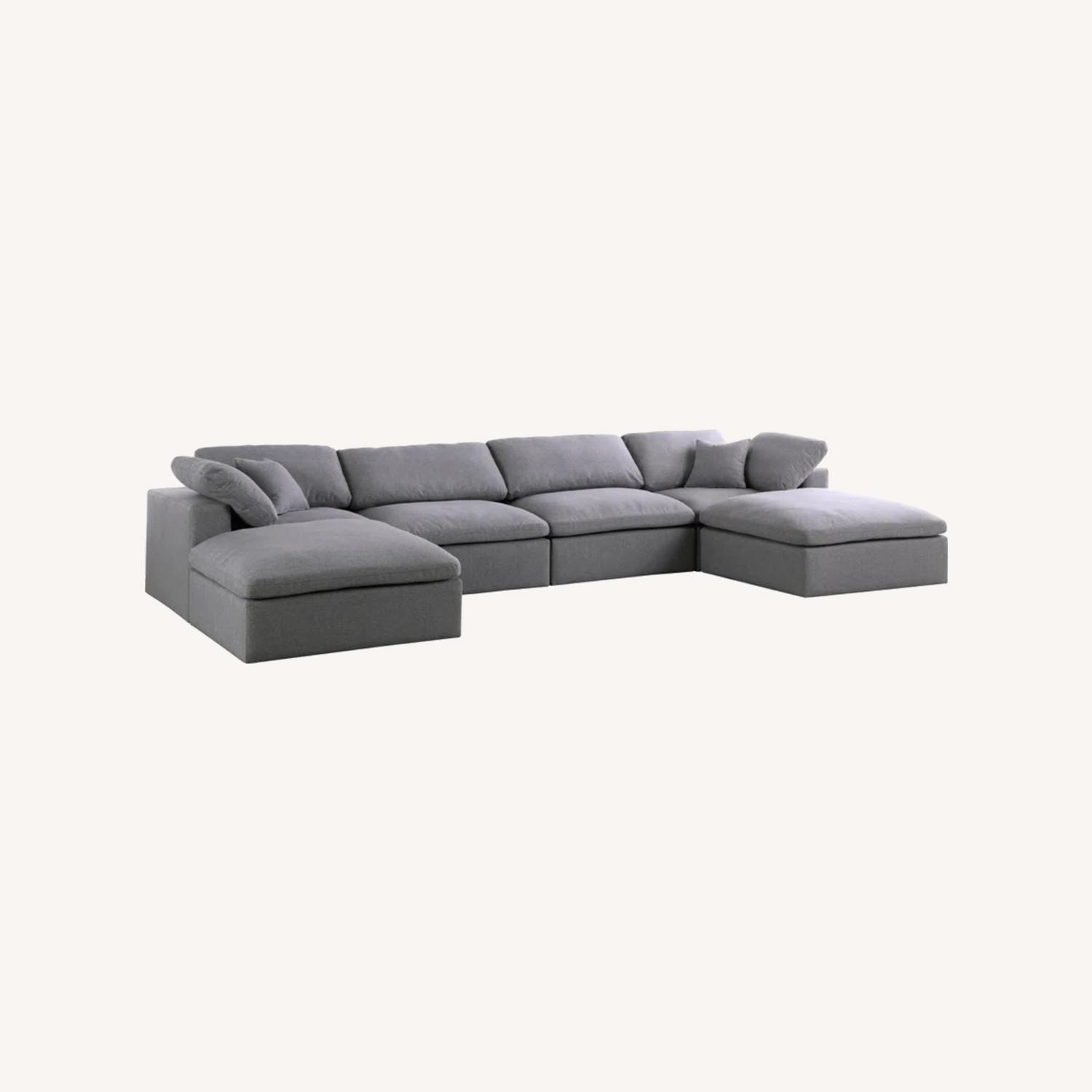 Wayfair Burrows 158" Gray Sofa with Ottoman - image-0