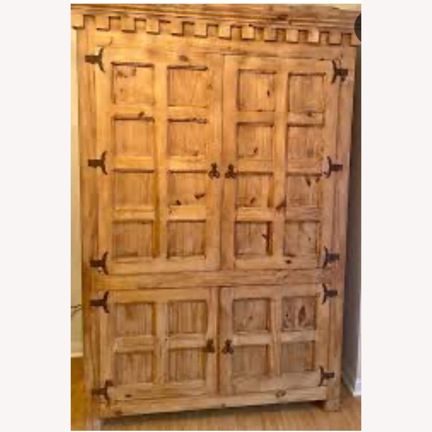 Rustic Panelled Pine Armoire - image-2